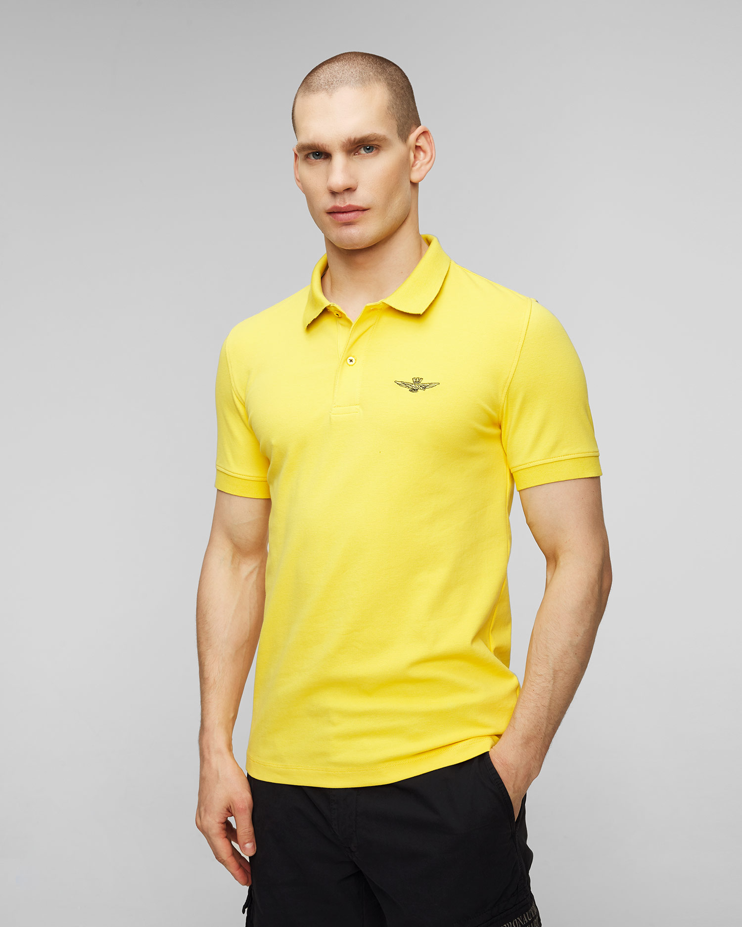 Tricou polo galben pentru bărbați Aeronautica Militare