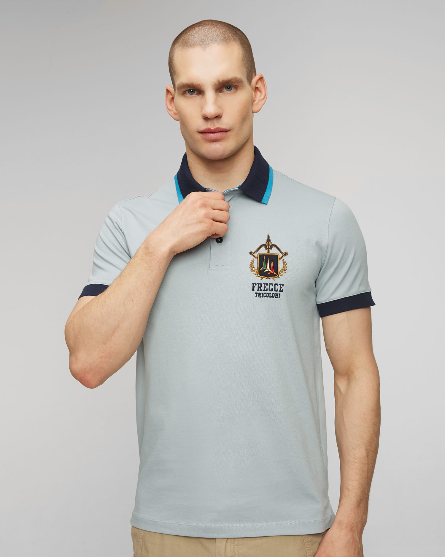 Tricou polo albastru pentru bărbați Aeronautica Militare