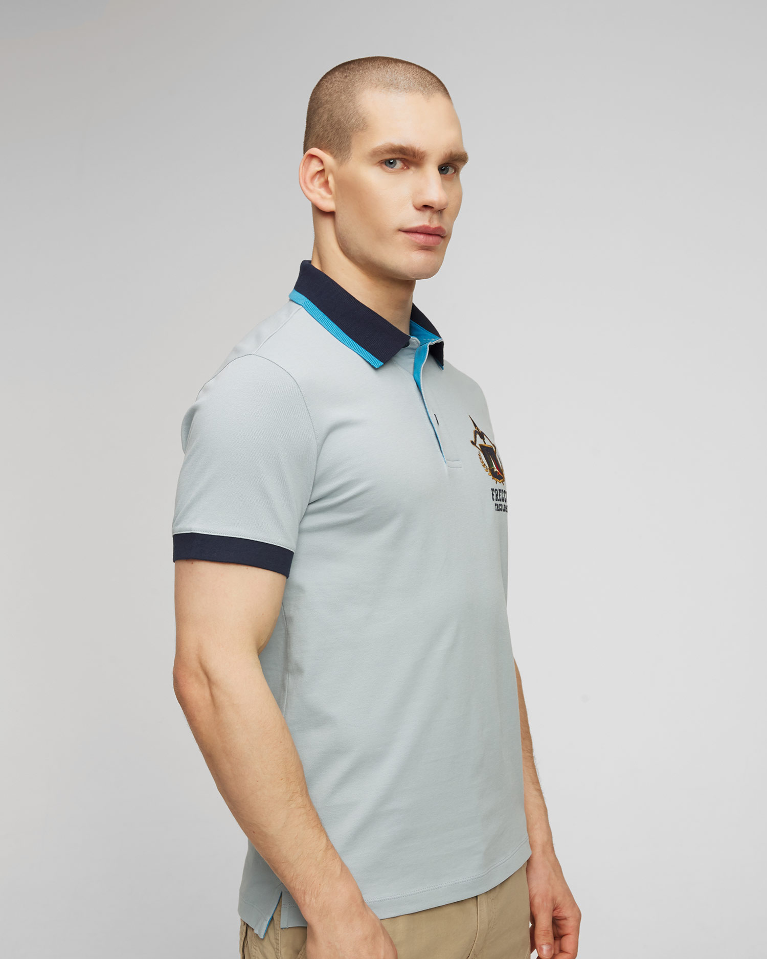 Tricou polo albastru pentru bărbați Aeronautica Militare
