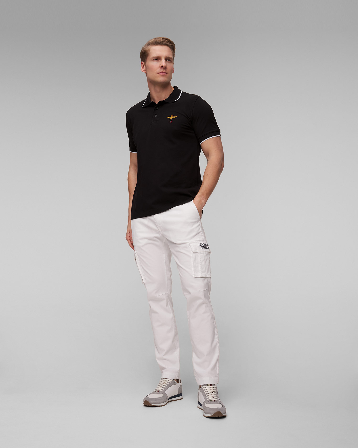 Scarpe bianche in pelle da uomo Aeronautica Militare