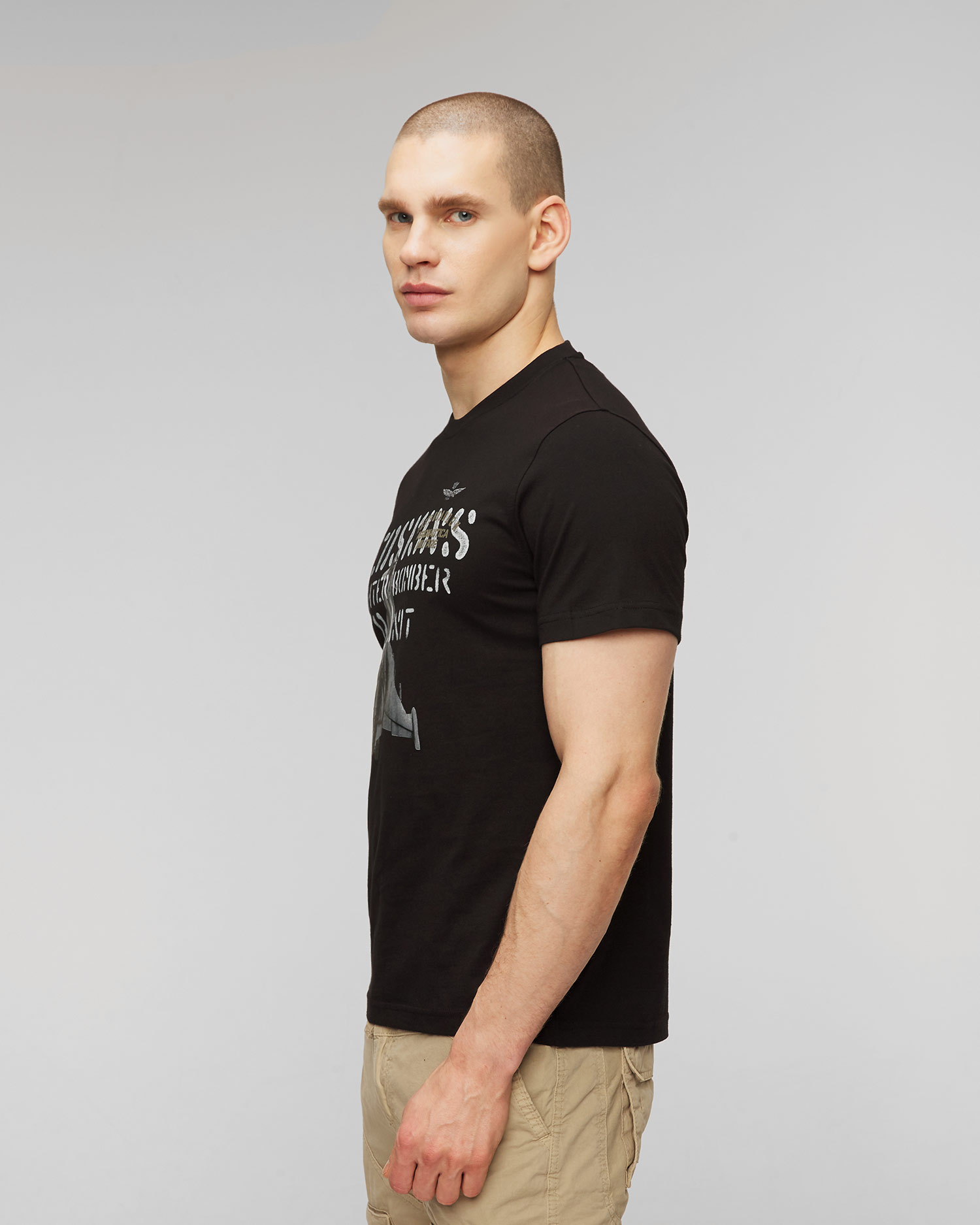 Tricou negru pentru bărbați Aeronautica Militare