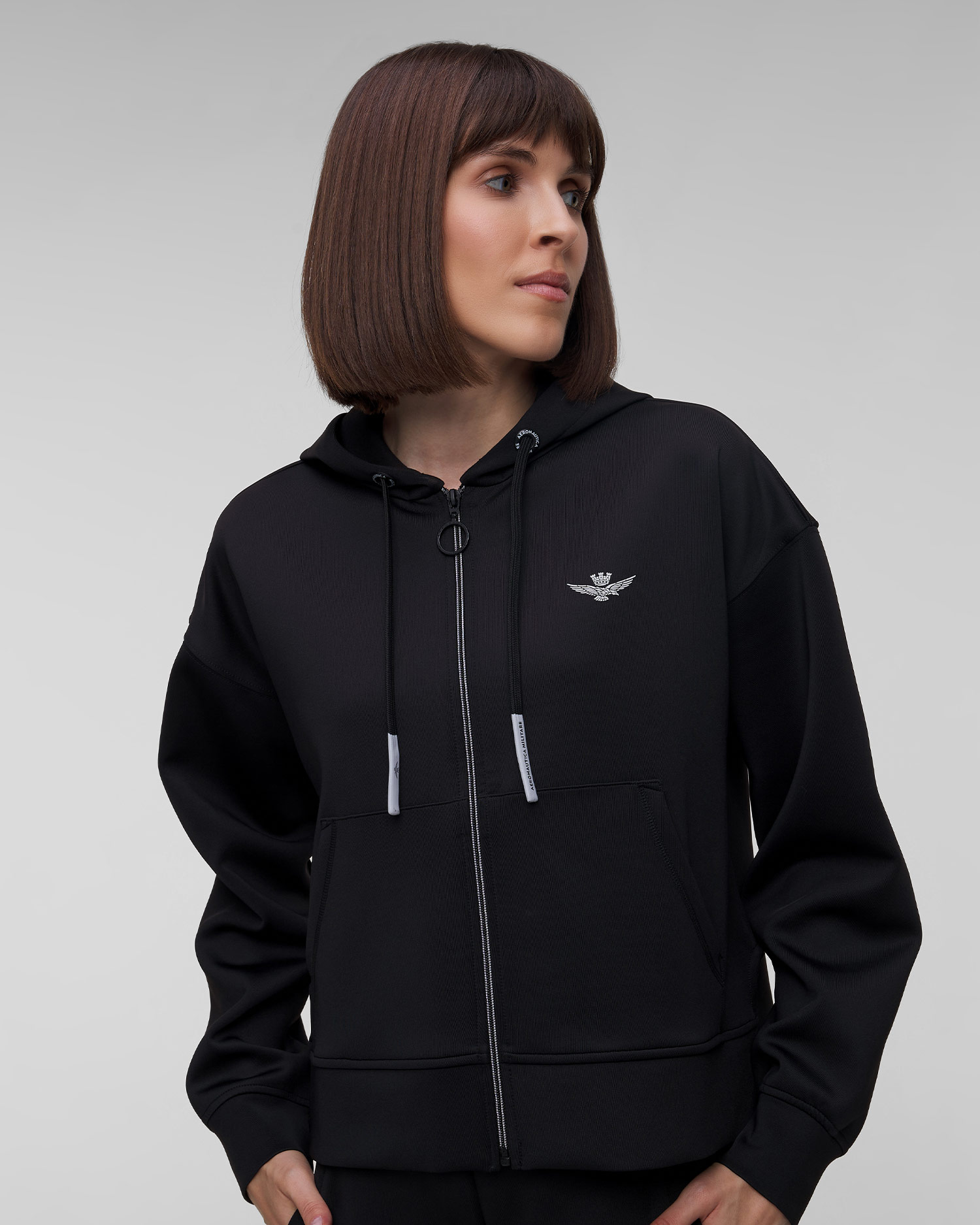 Aeronautica Militare Damen-Sweatshirt mit Reißverschluss in Schwarz