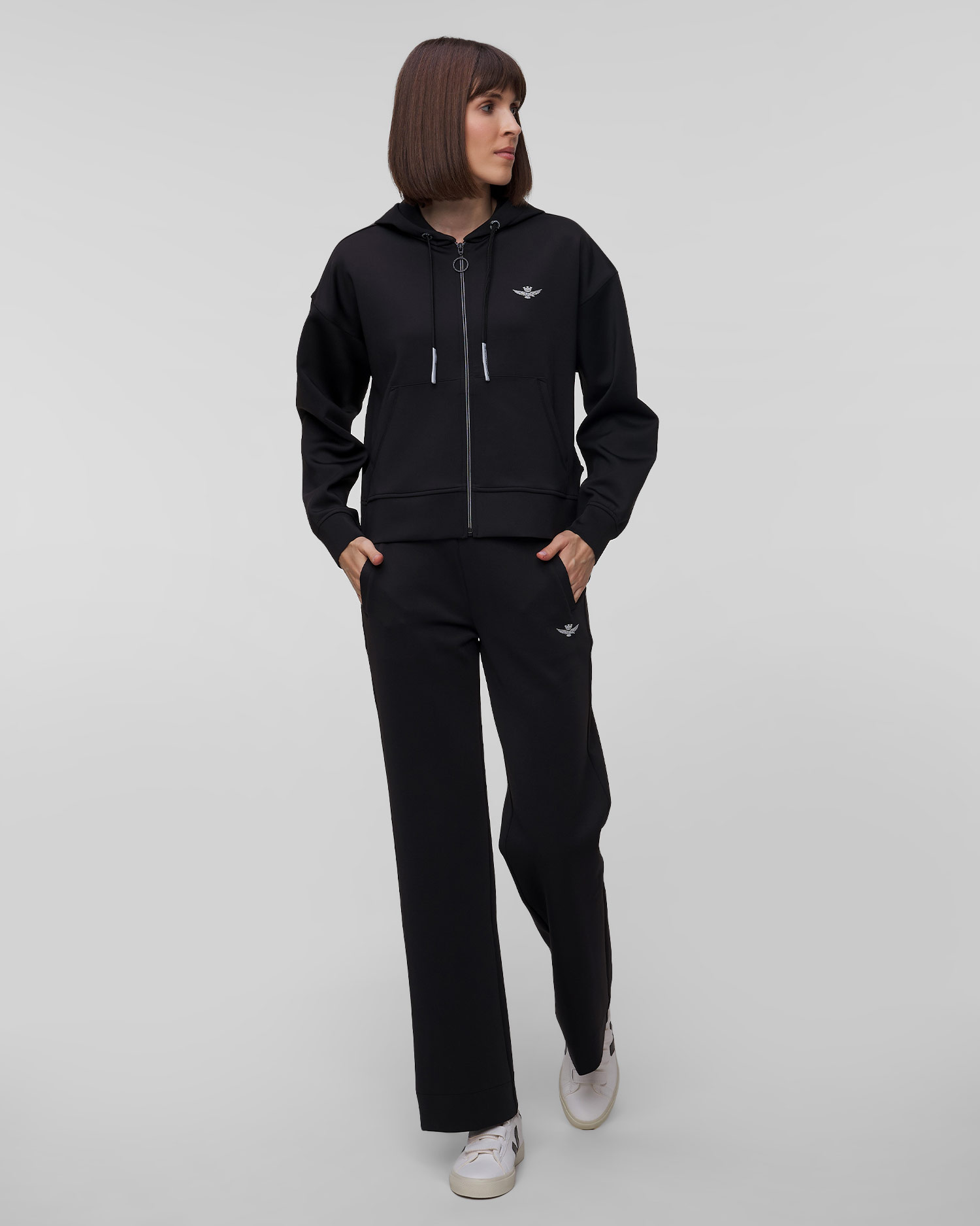 Aeronautica Militare Damen-Sweatshirt mit Reißverschluss in Schwarz