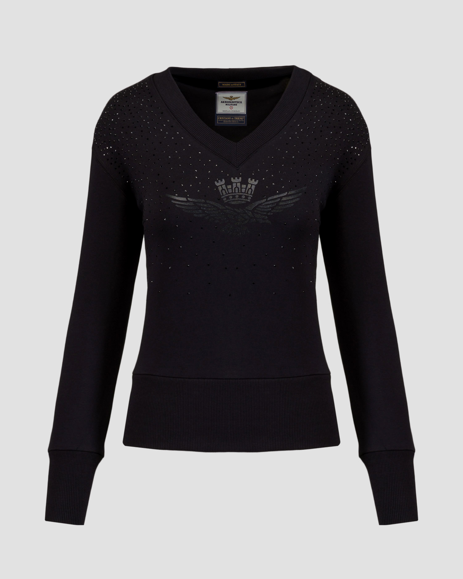 Sweat-shirt noir pour femmes Aeronautica Militare
