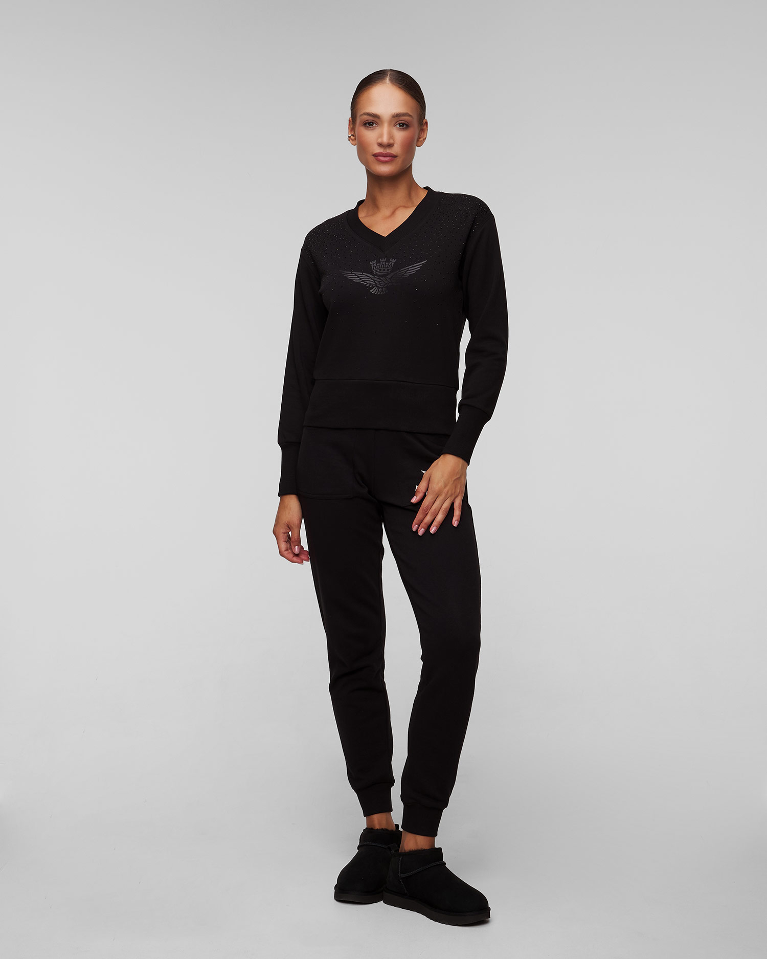 Sweat-shirt noir pour femmes Aeronautica Militare