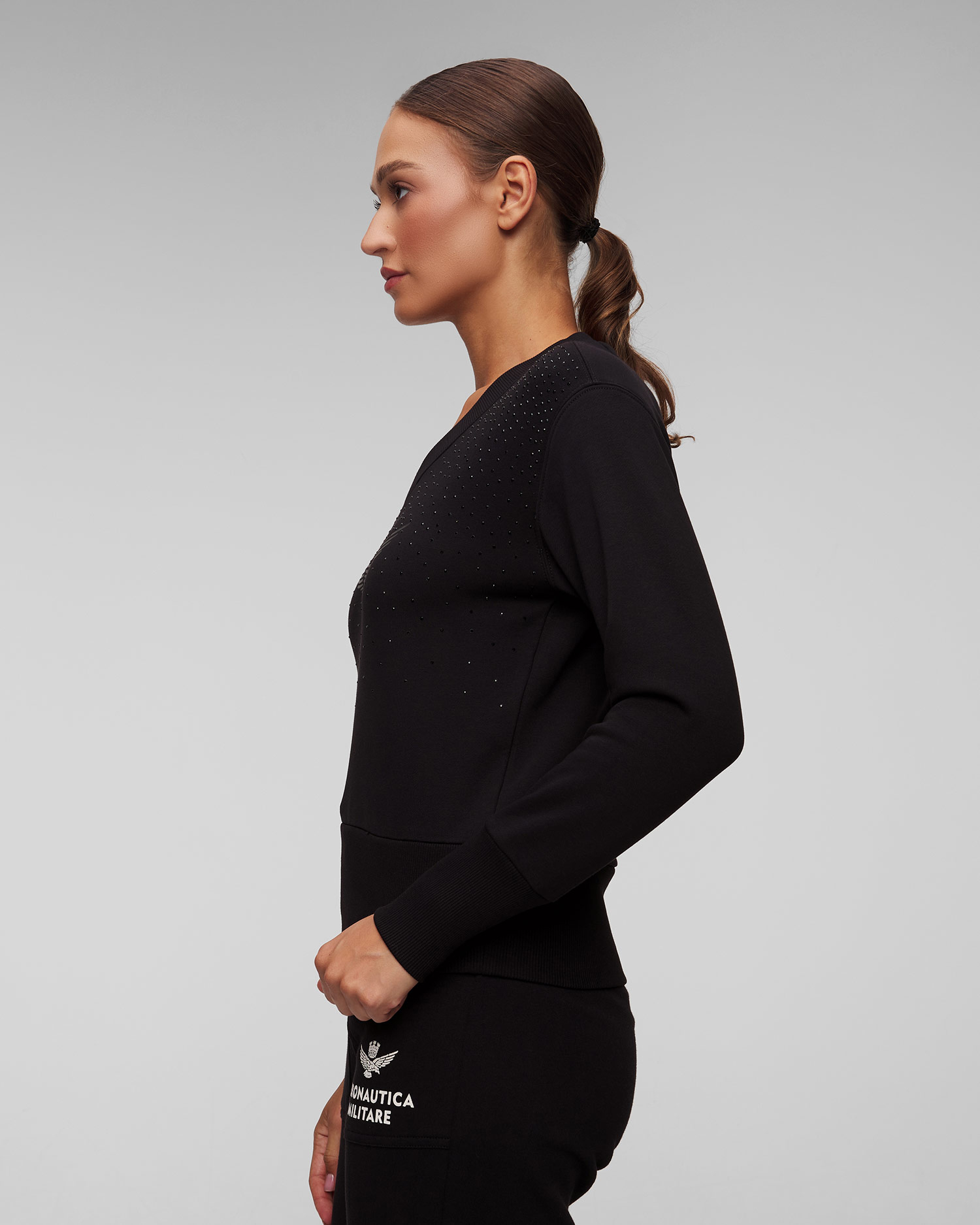 Sweat-shirt noir pour femmes Aeronautica Militare