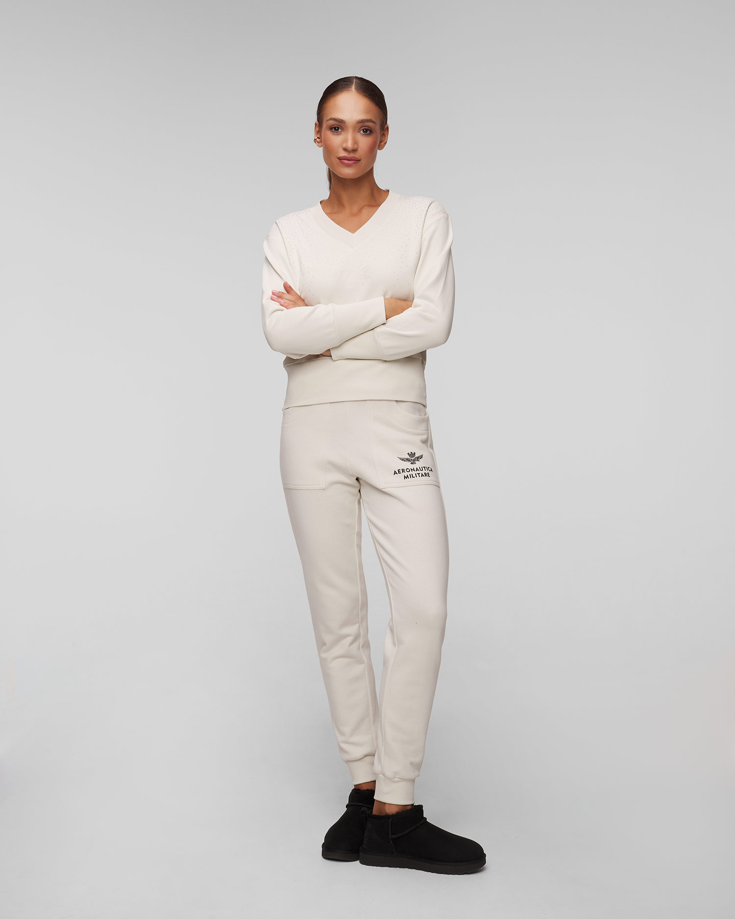 Sweat-shirt beige pour femmes Aeronautica Militare