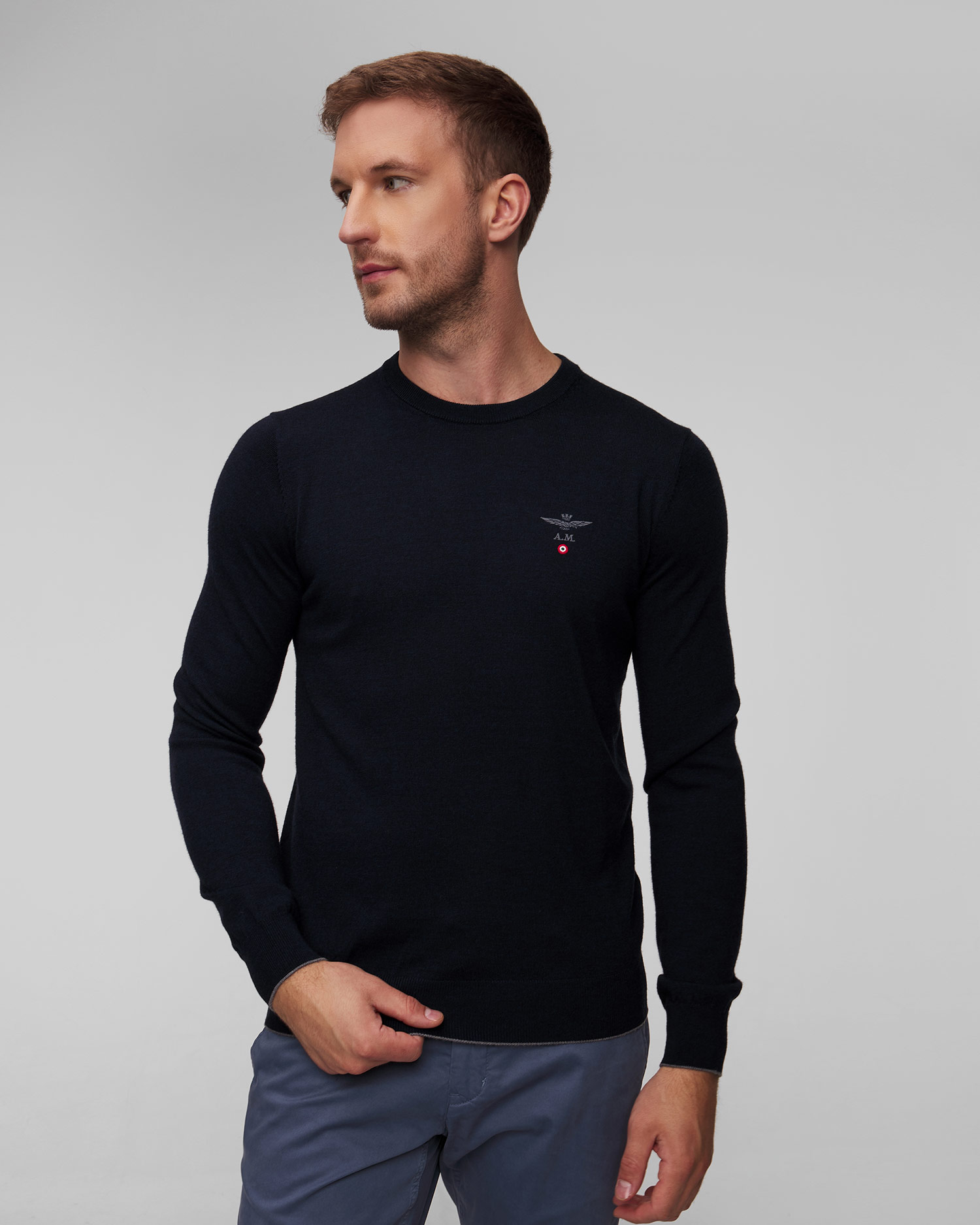 Aeronautica Militare Wollpullover für Herren in Marineblau