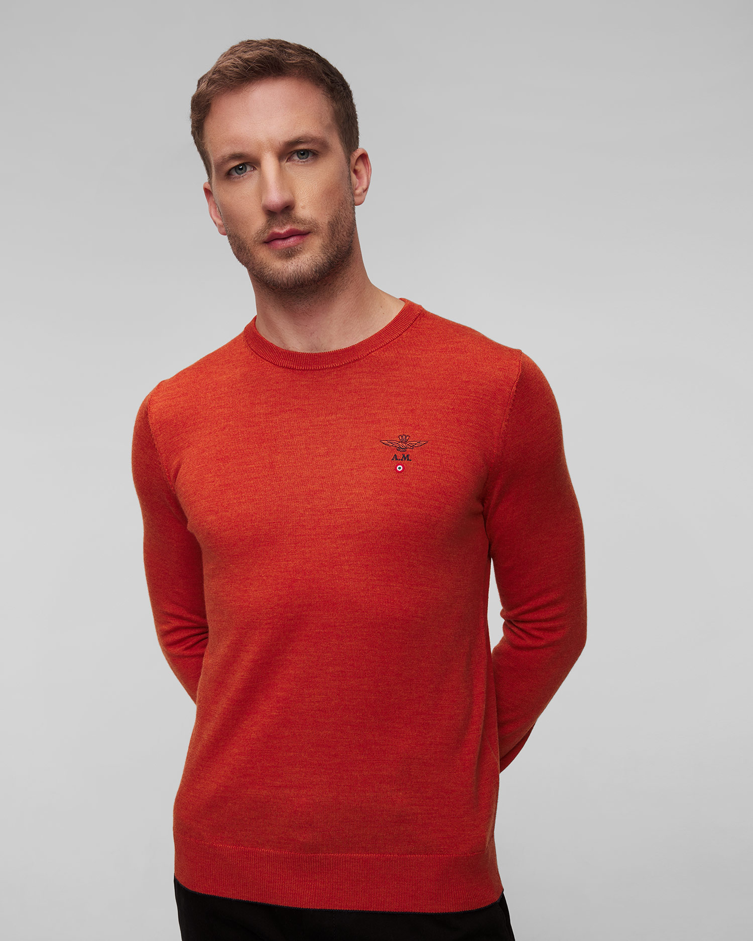 Aeronautica Militare Wollpullover für Herren in Orange, Farbe/Muster: Pomarańczowy
