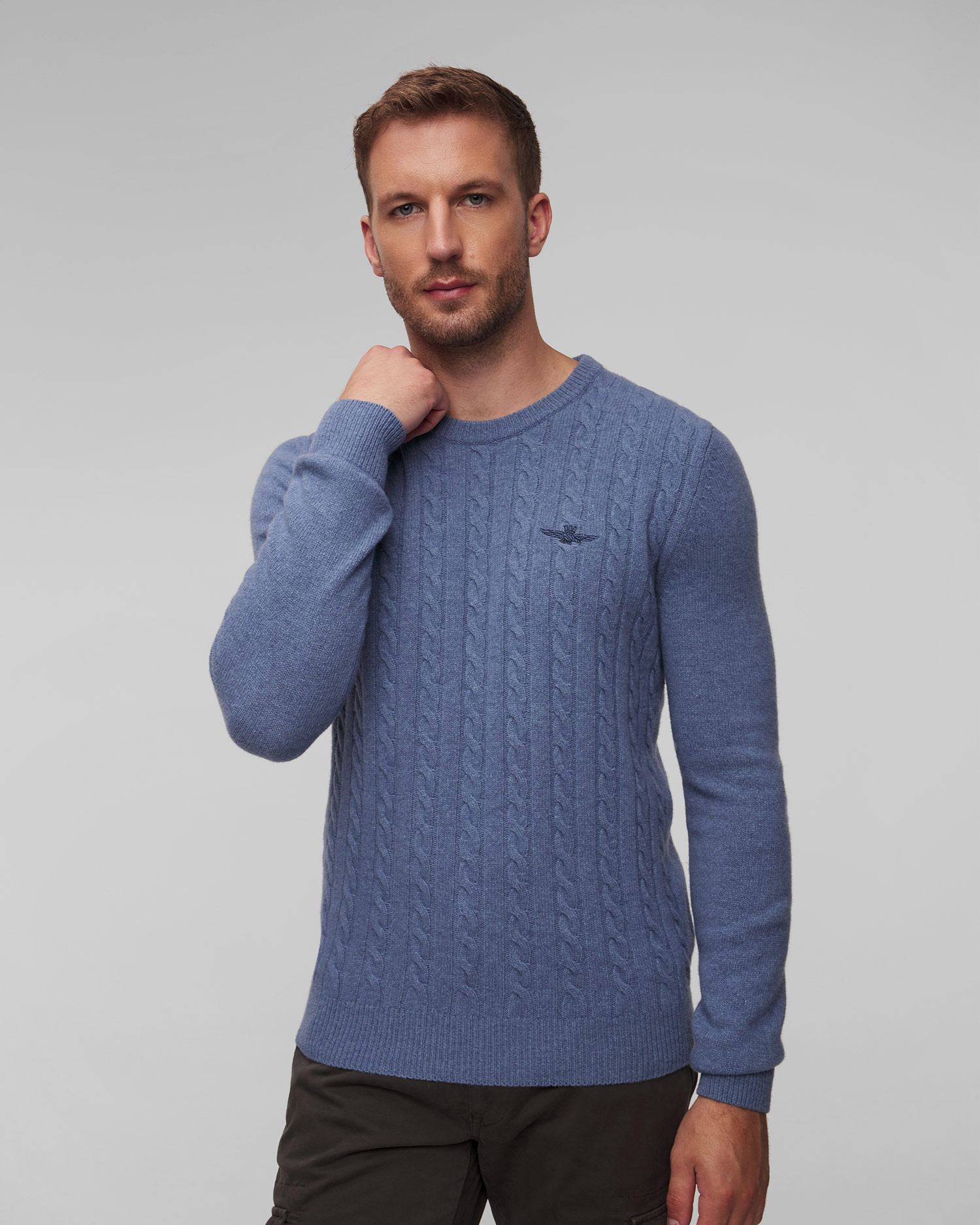 Niebieski sweter wełniany męski Aeronautica Militare