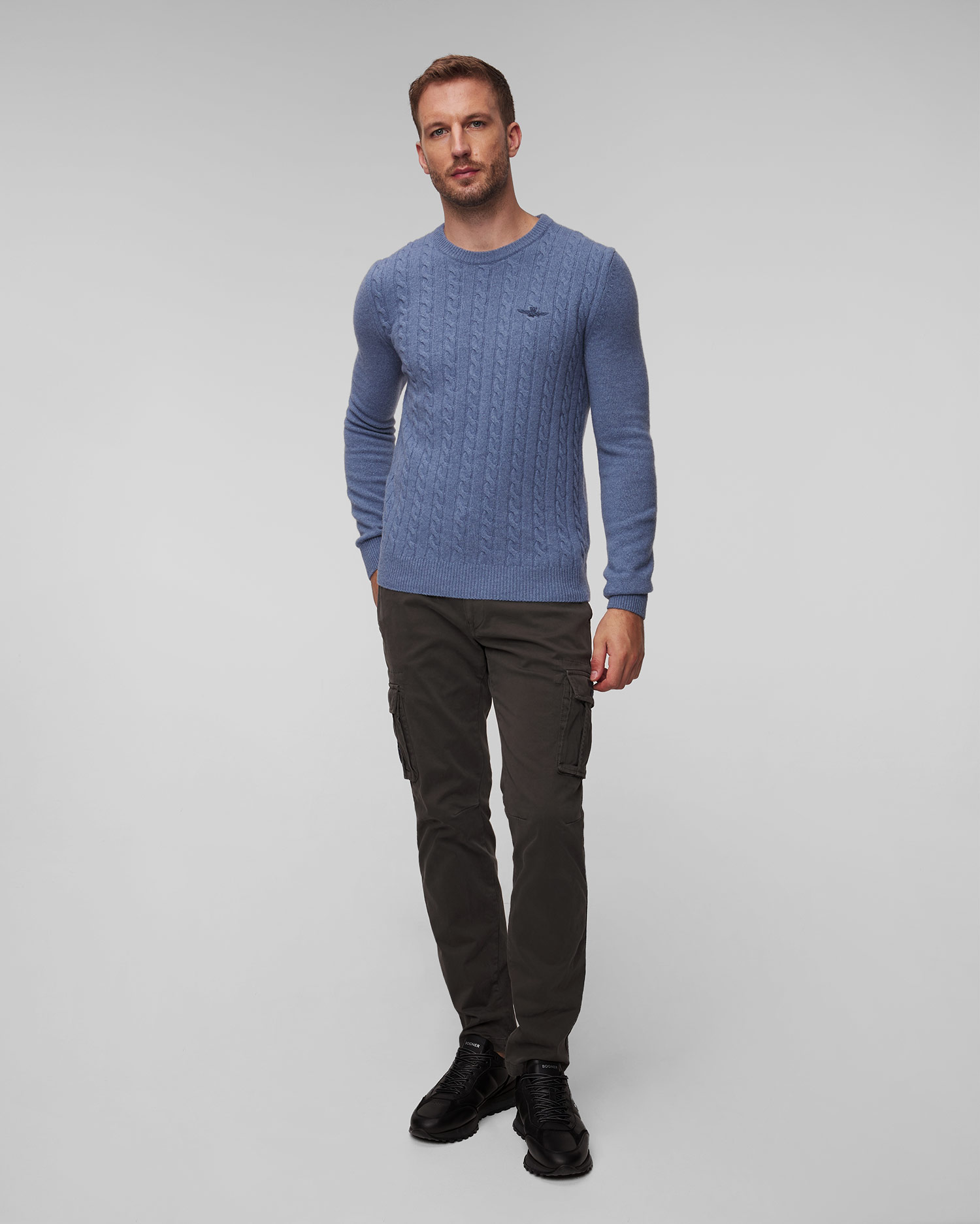 Maglione blu in lana da uomo Aeronautica Militare