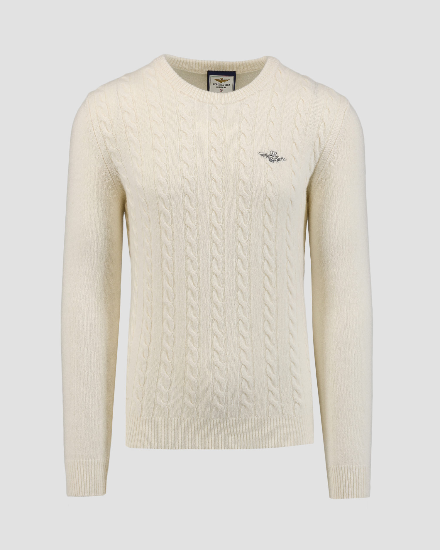Beżowy sweter wełniany męski Aeronautica Militare