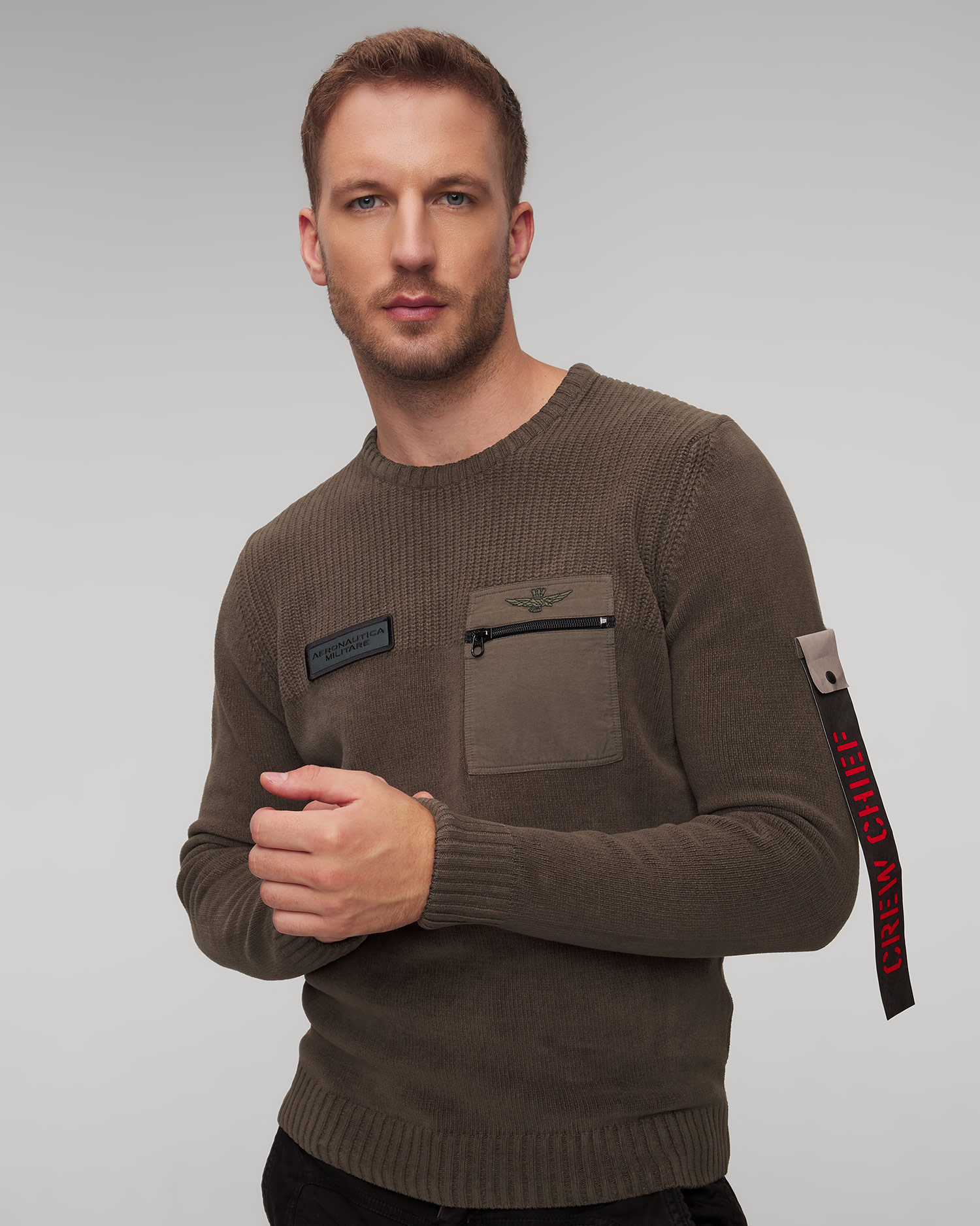 Brązowy sweter męski Aeronautica Militare