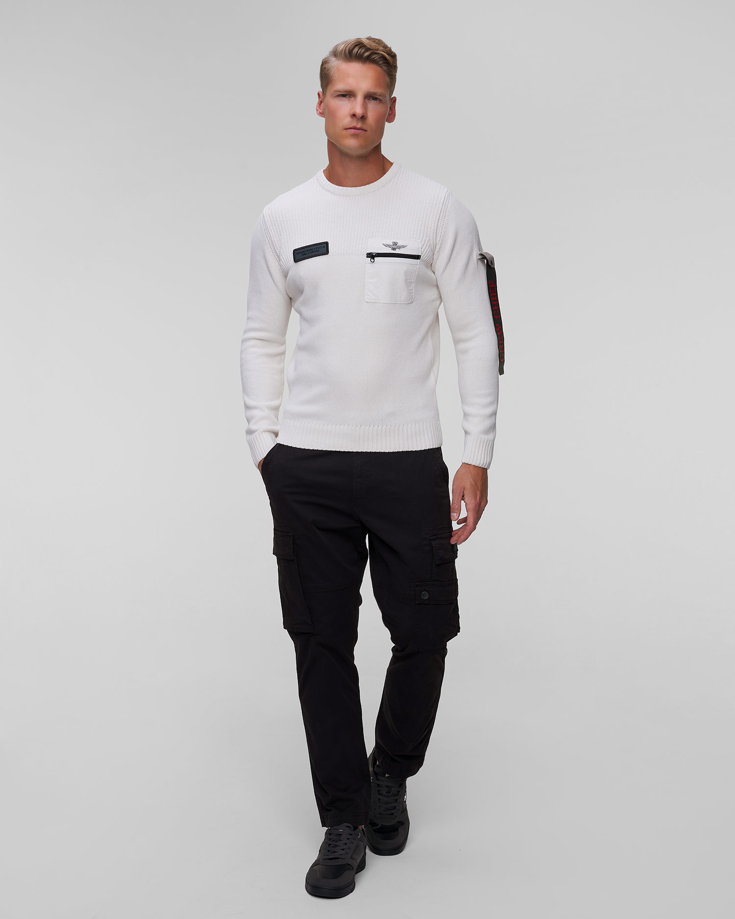 Biały sweter męski Aeronautica Militare