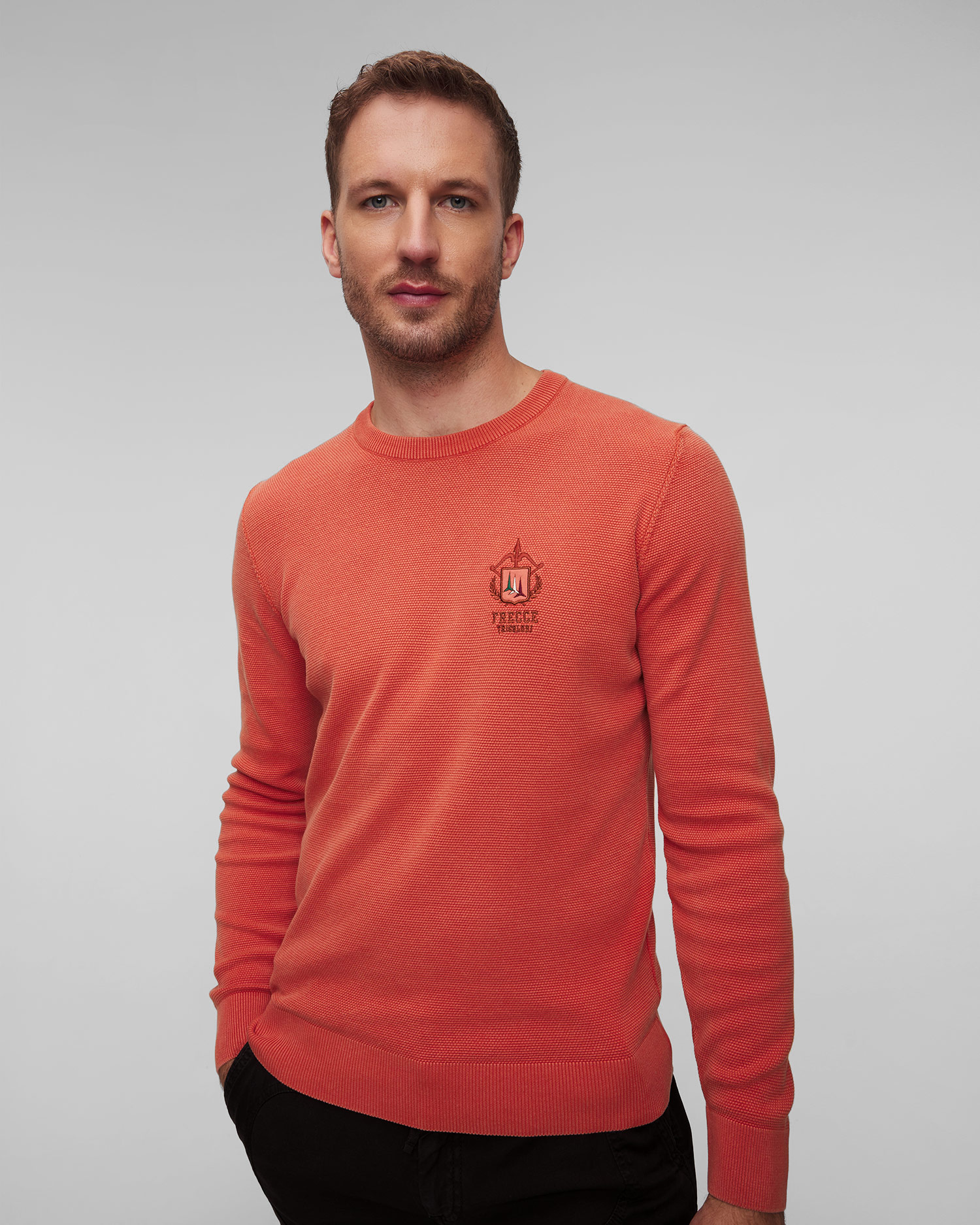 Pomarańczowy sweter męski Aeronautica Militare