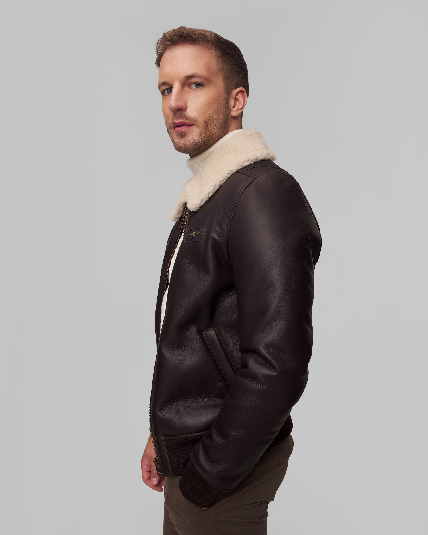 Aeronautica Militare Lederjacke für Herren in Braun