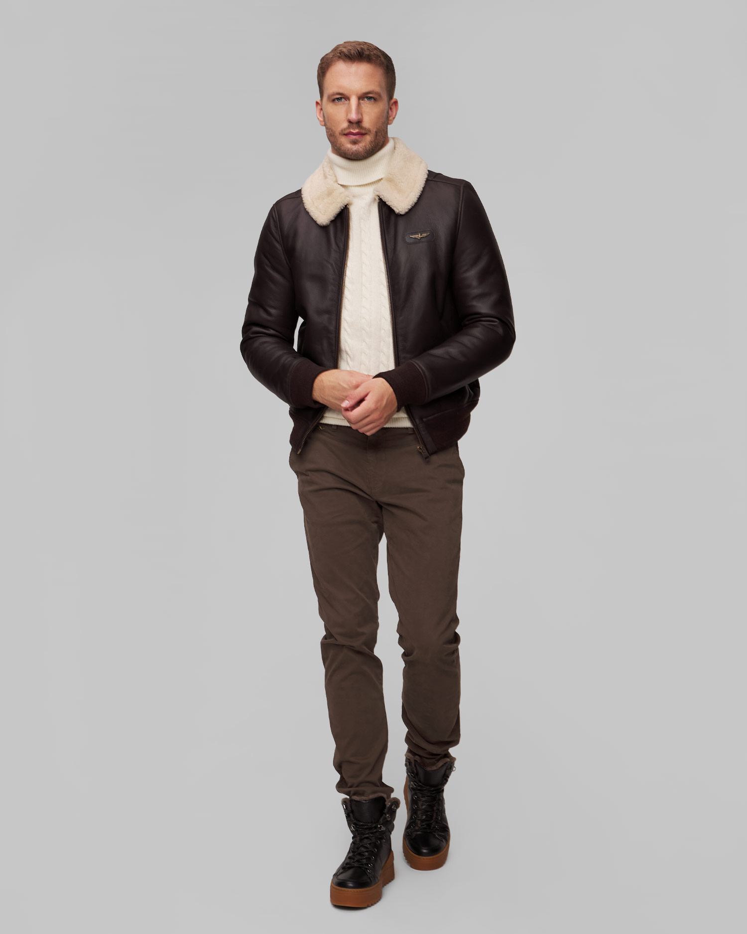 Aeronautica Militare Lederjacke für Herren in Braun