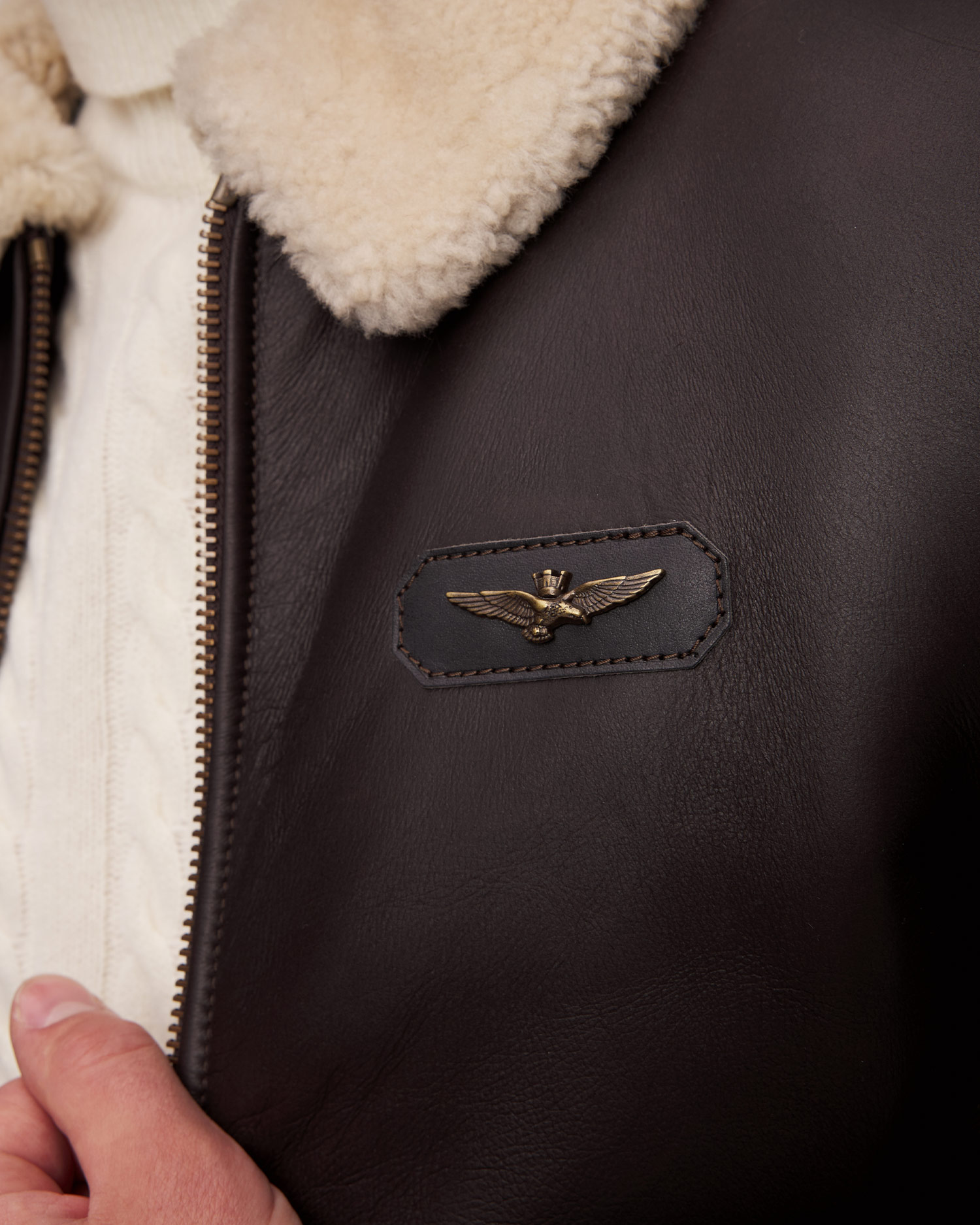 Aeronautica Militare Lederjacke für Herren in Braun