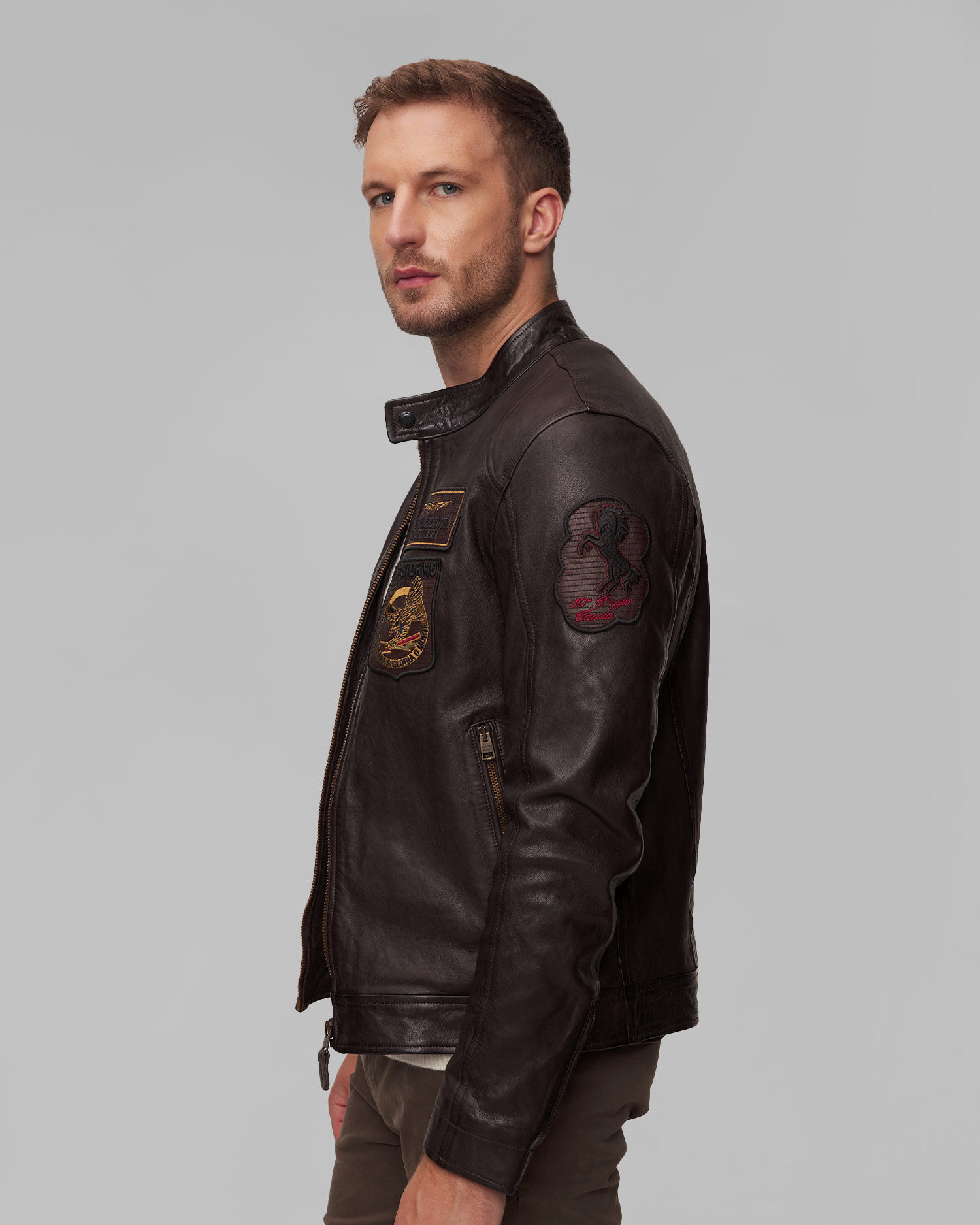 Aeronautica Militare Lederjacke für Herren in Braun