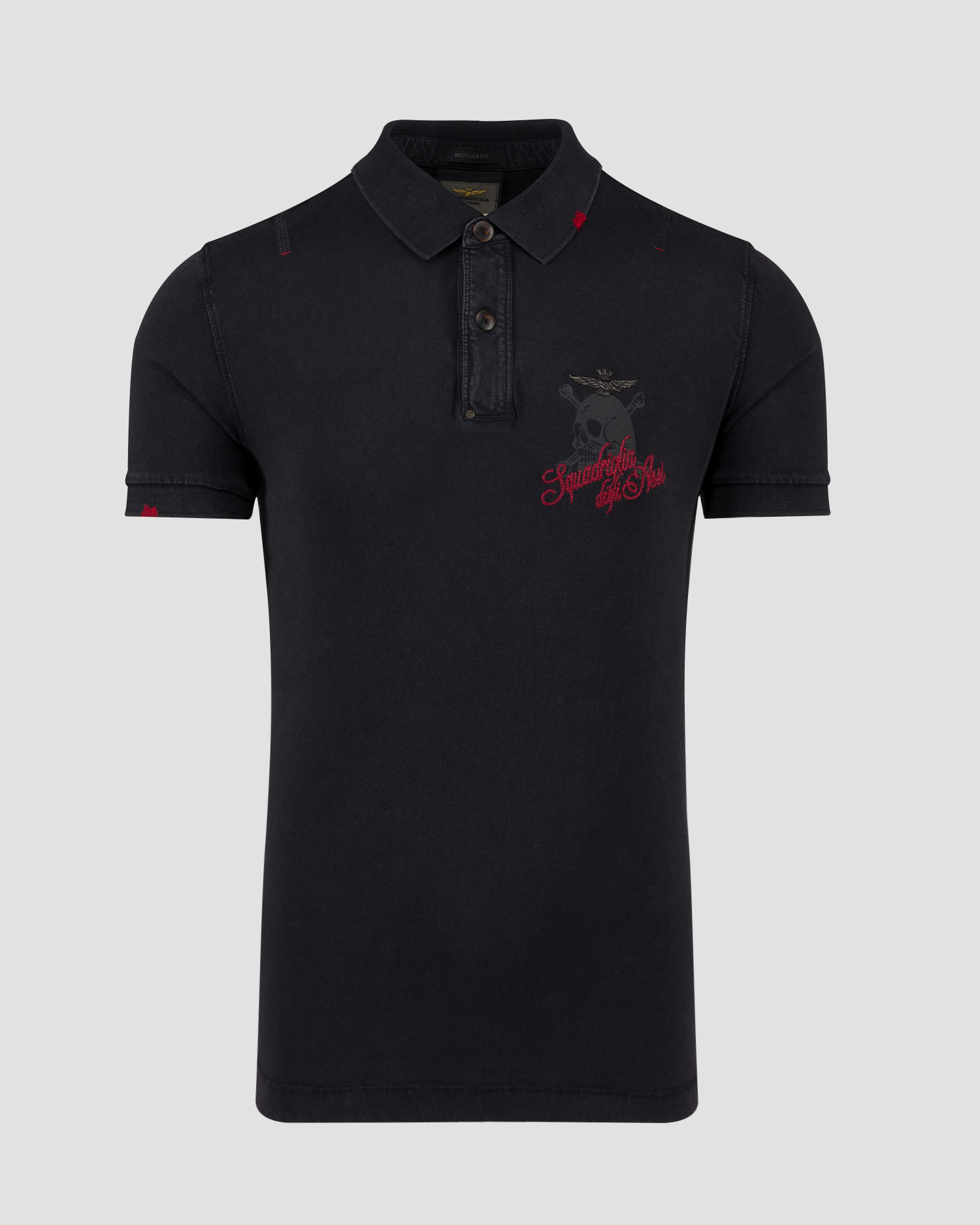 Polo noir pour hommes Aeronautica Militare
