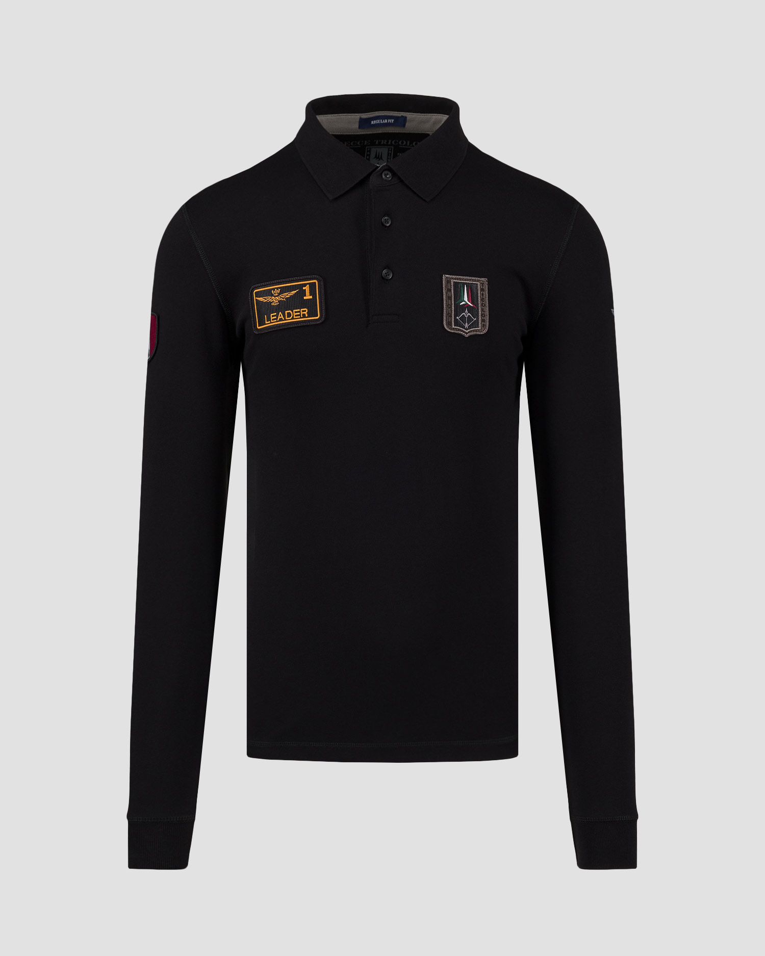 Polo à manches longues noir pour hommes Aeronautica Militare