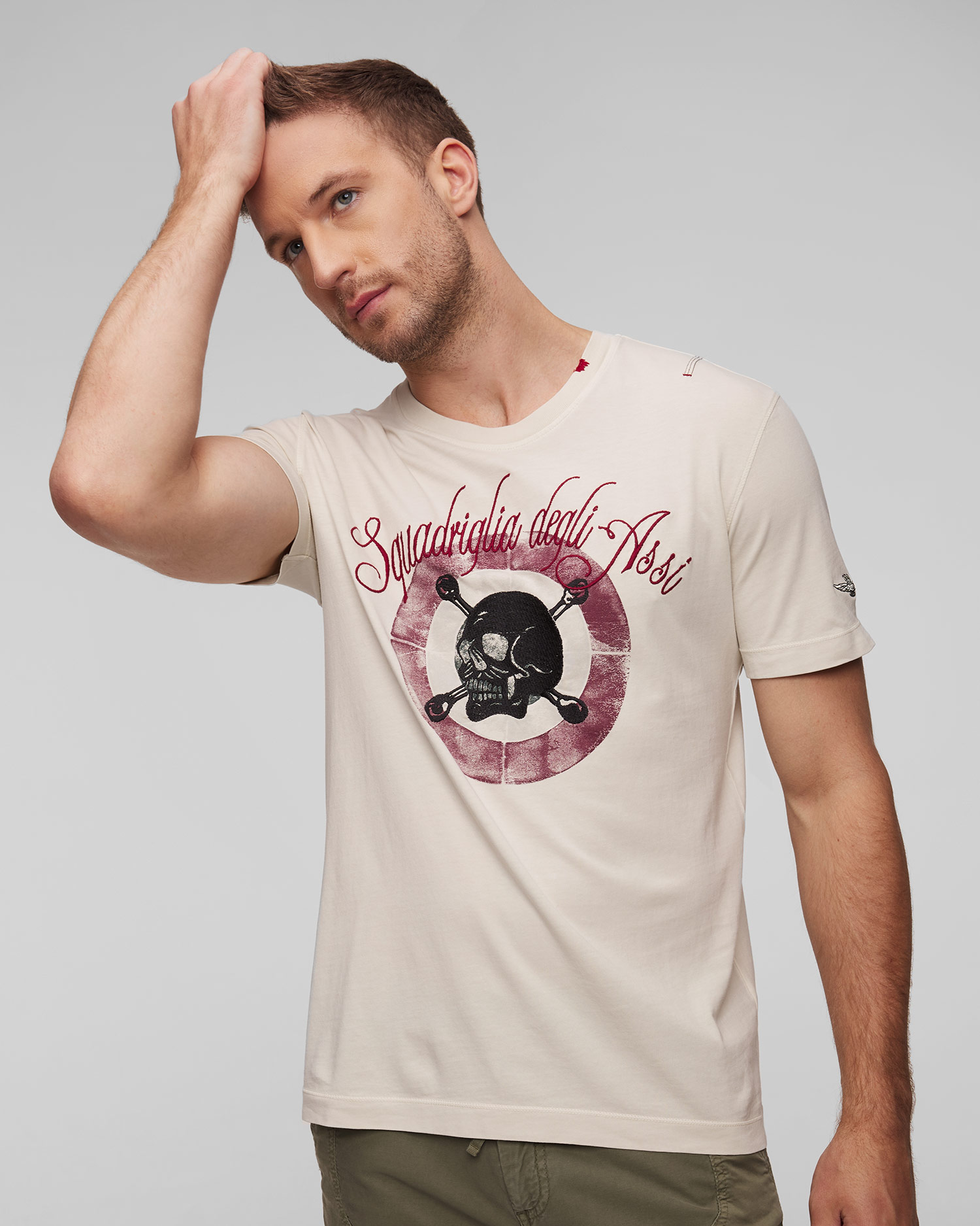 Men's beige T-shirt Aeronautica Militare