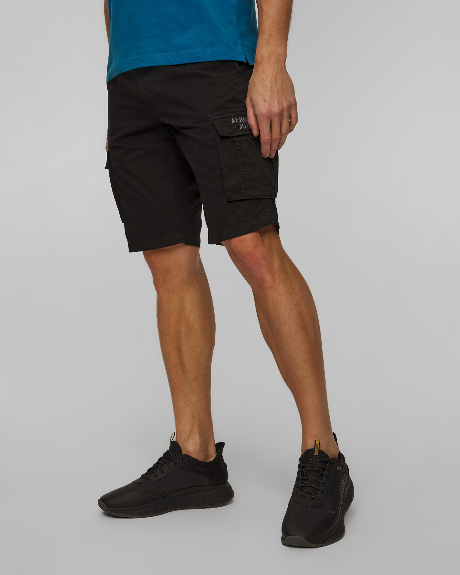 Men's black cargo shorts Aeronautica Militare