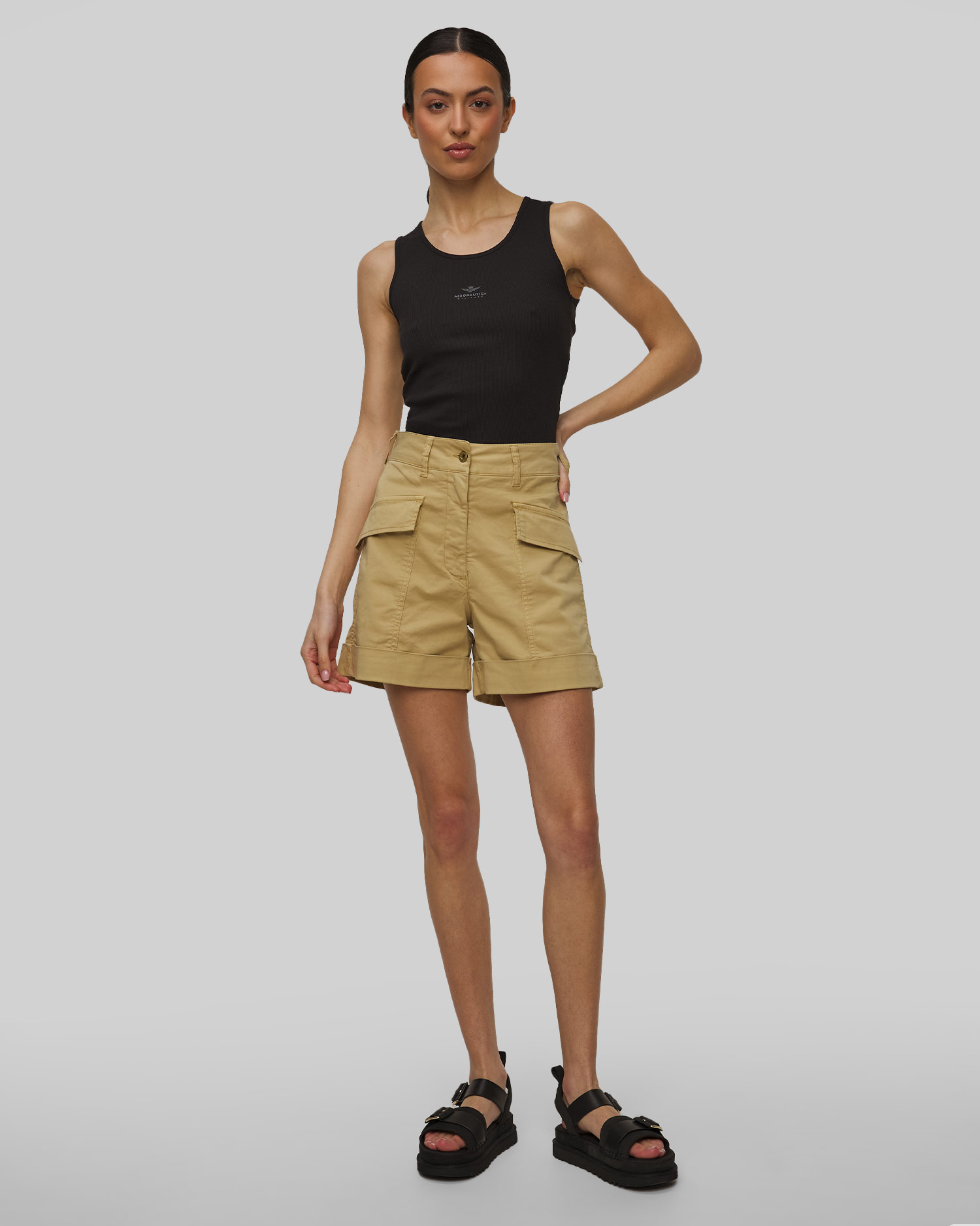 Women's brown shorts Aeronautica Militare