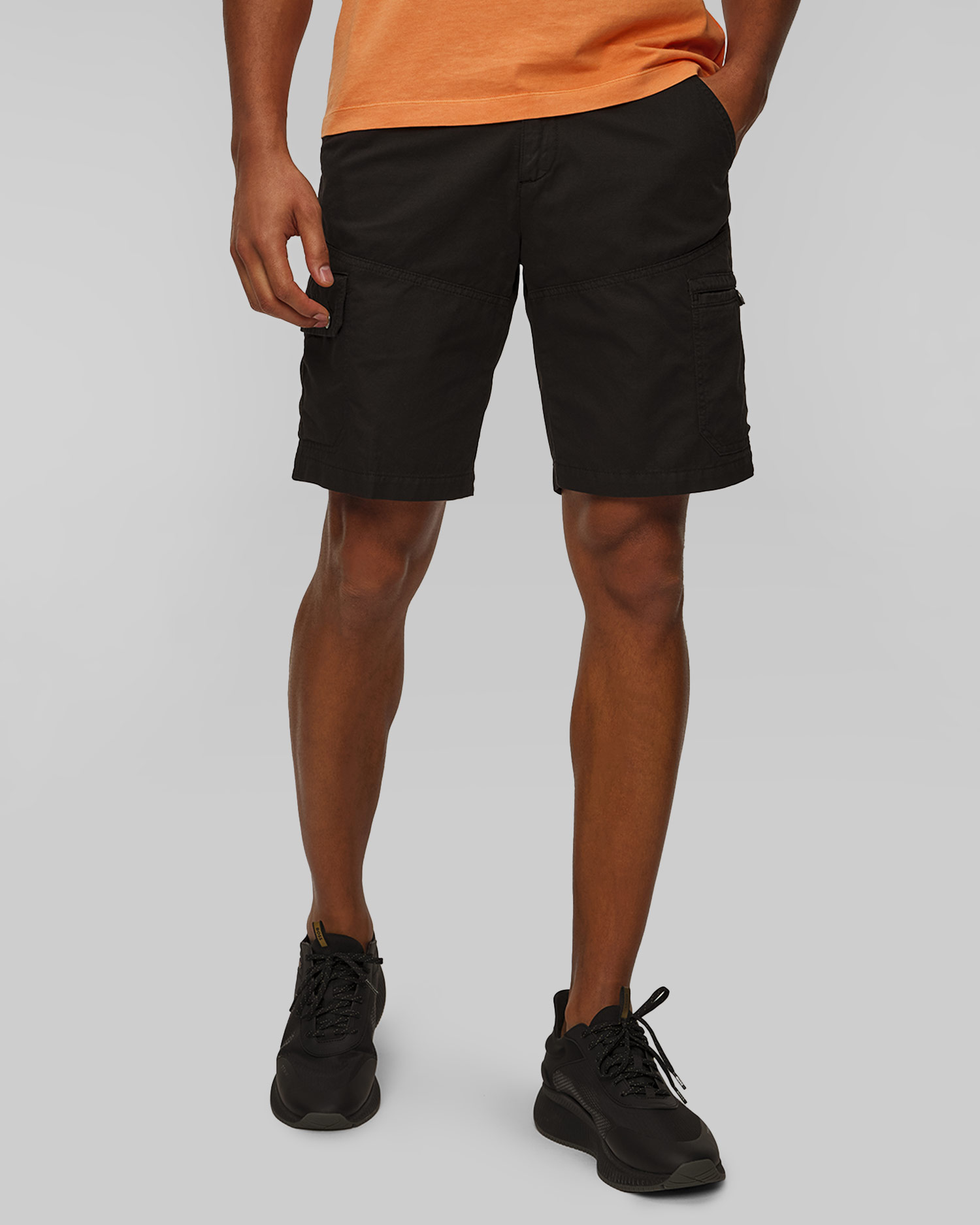 Černé lněné pánské kraťasy Aeronautica Militare