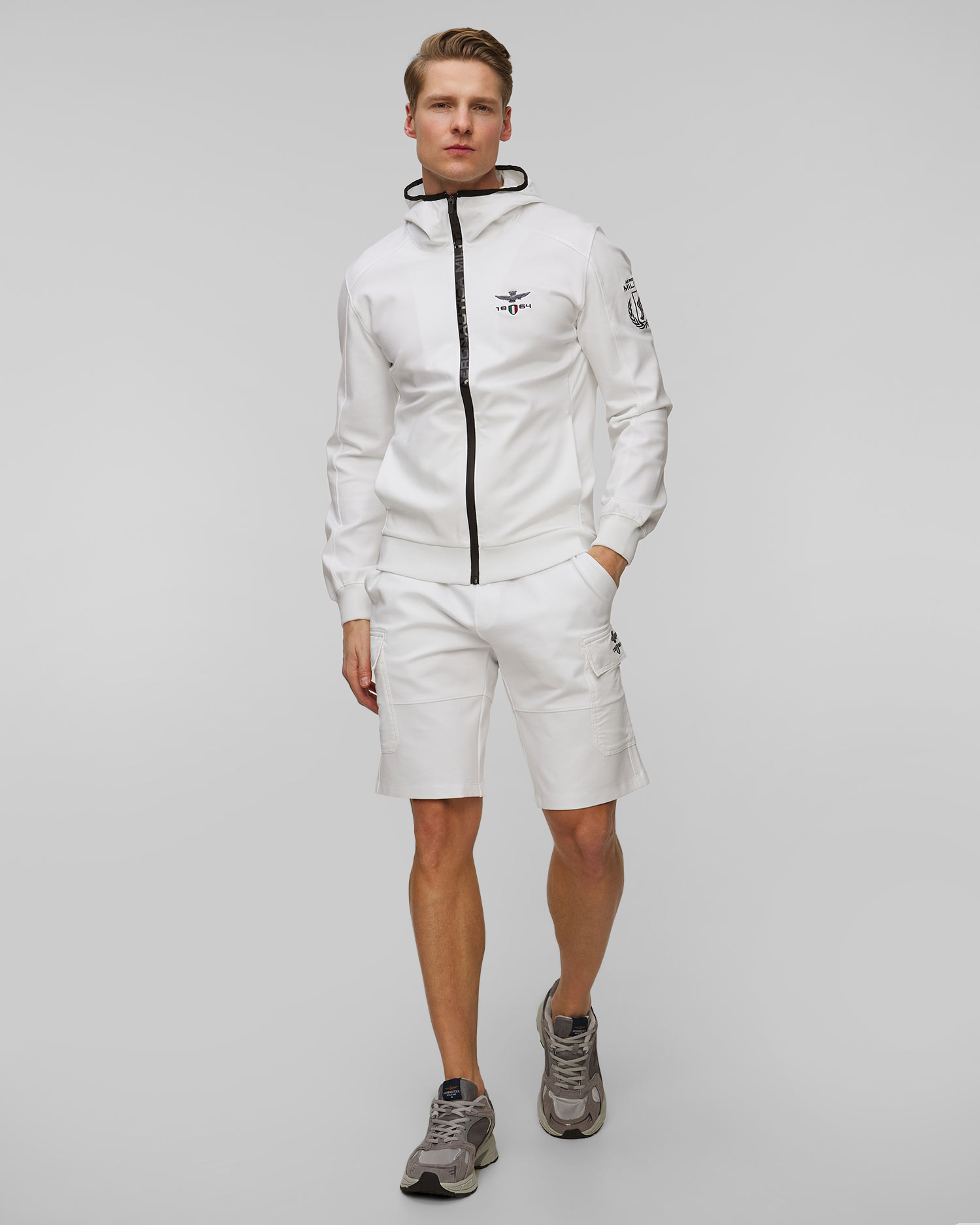 Bílé pánské teplákové kraťasy Aeronautica Militare