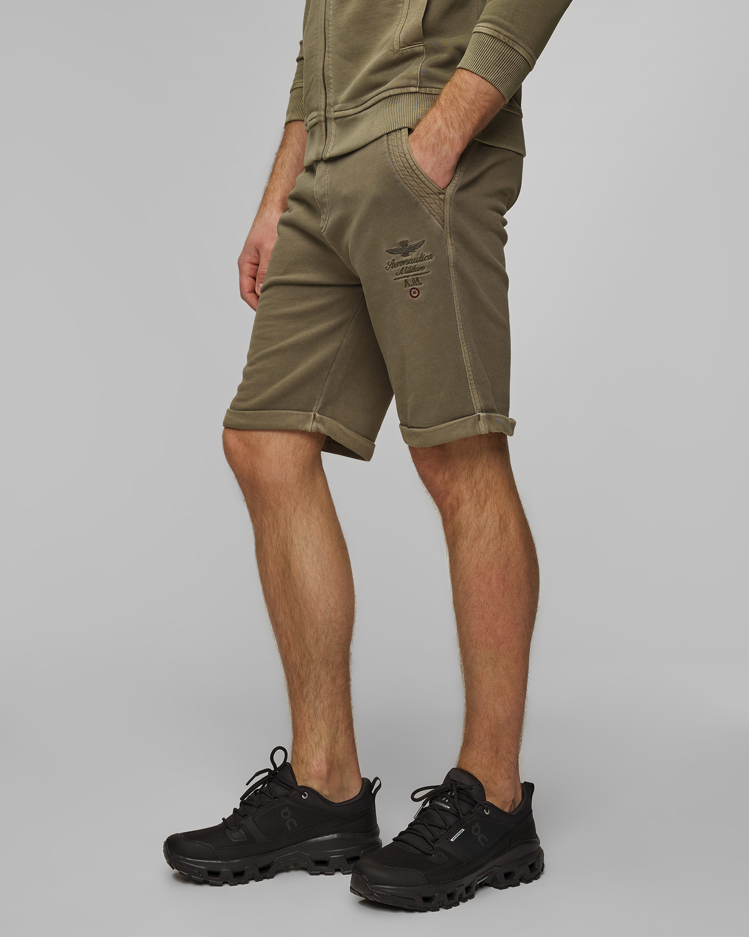 Short de survêtement vert pour hommes Aeronautica Militare