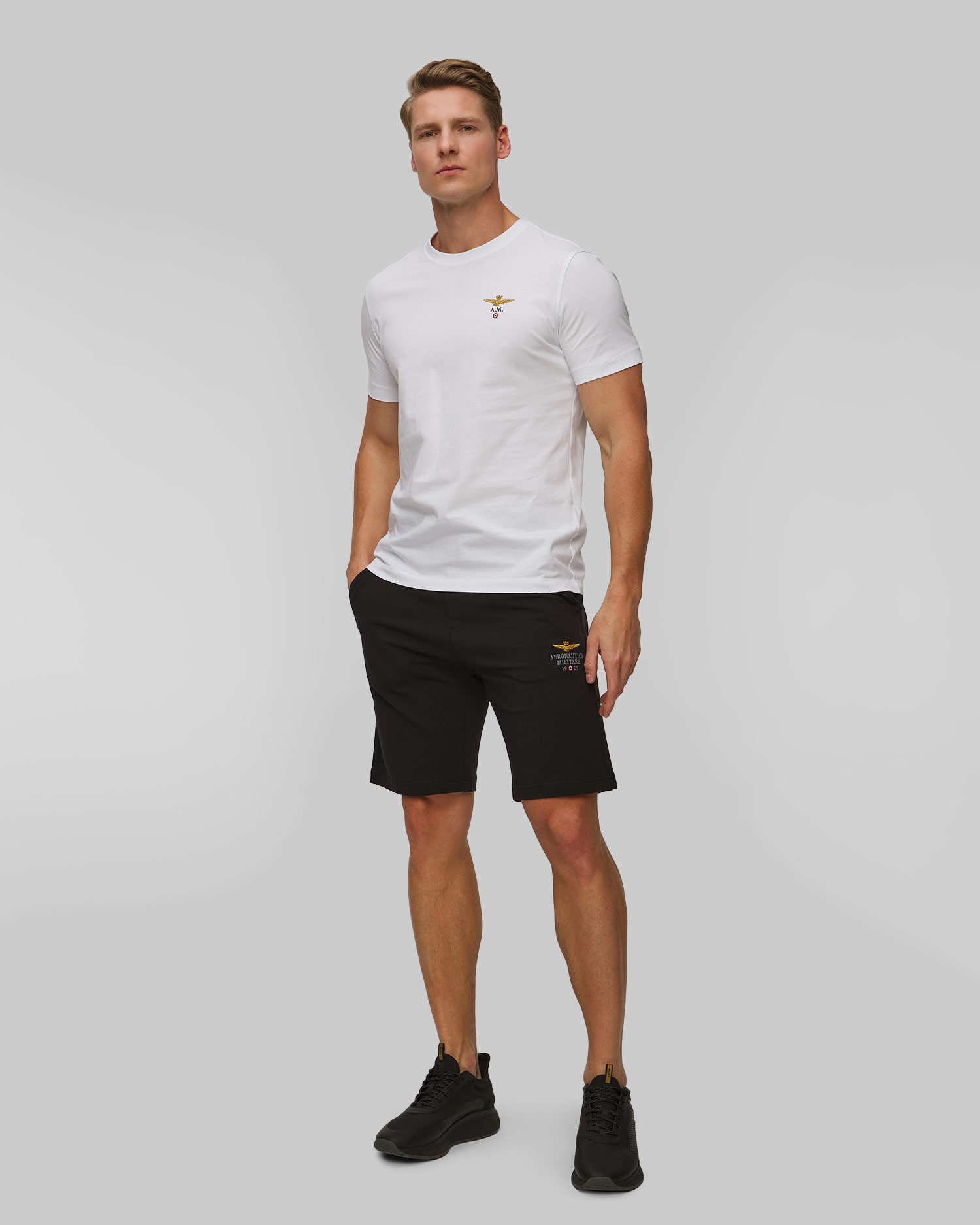 Shorts da tuta neri da uomo Aeronautica Militare