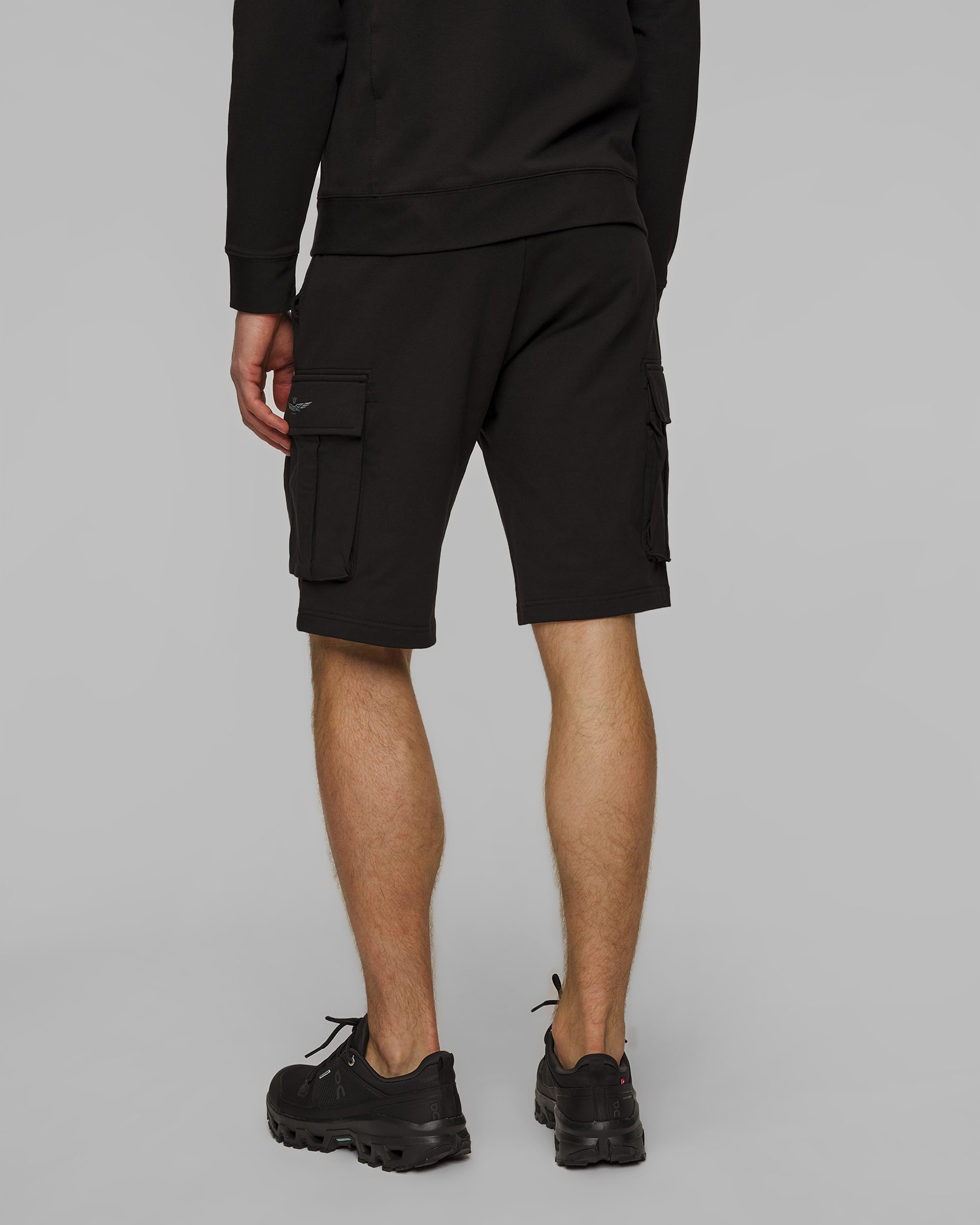 Pantaloni scurți negri de trening pentru bărbați Aeronautica Militare