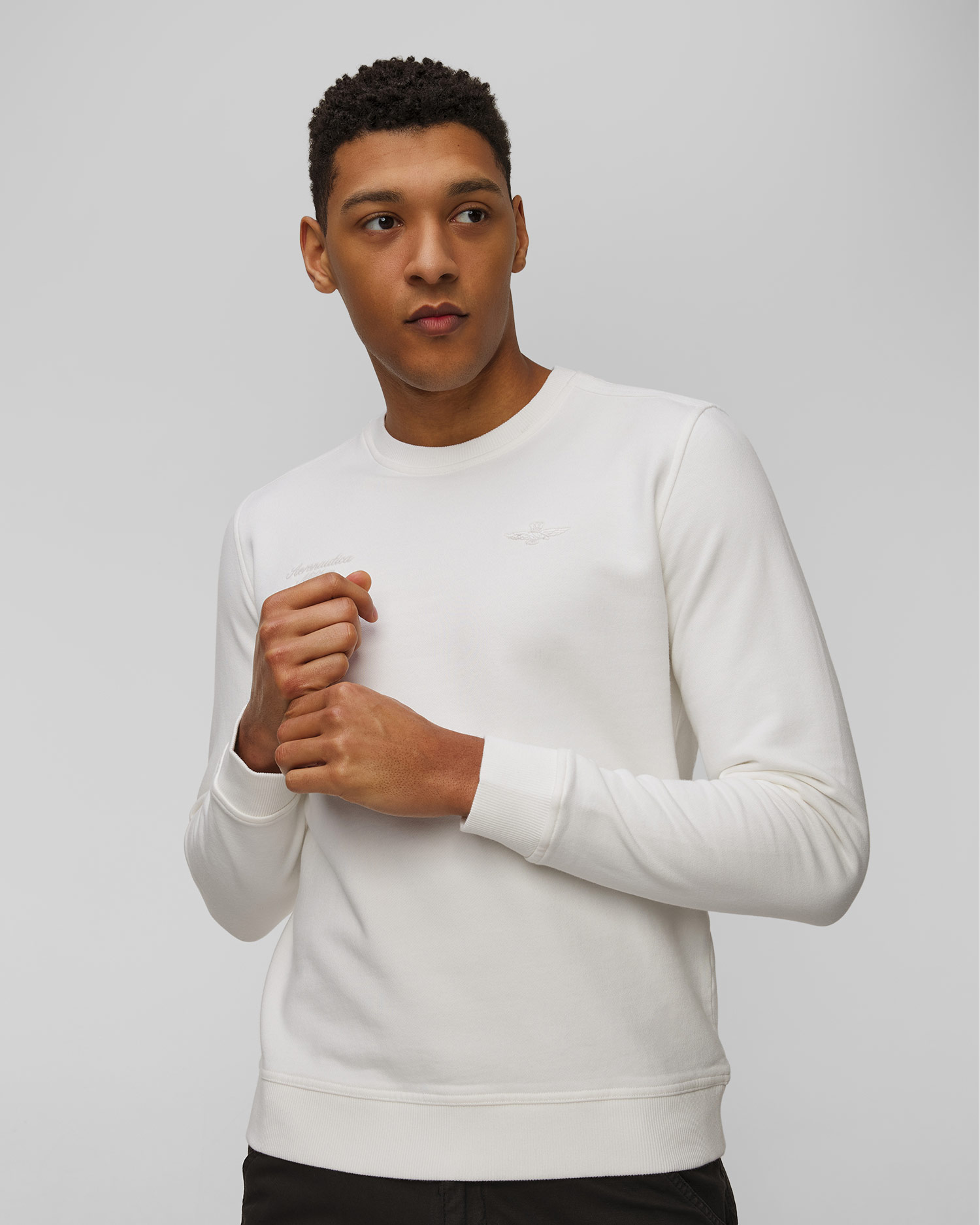 Sweat-shirt blanc pour hommes Aeronautica Militare 