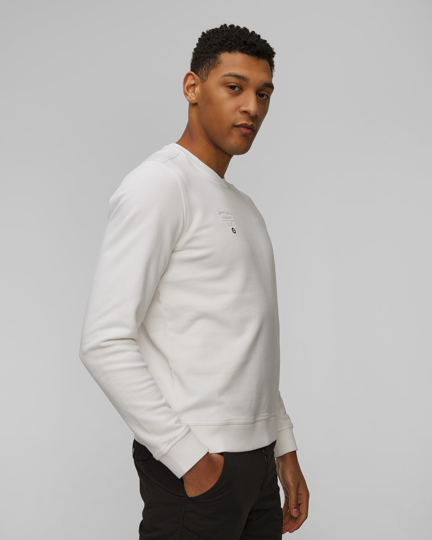 Sweat-shirt blanc pour hommes Aeronautica Militare 