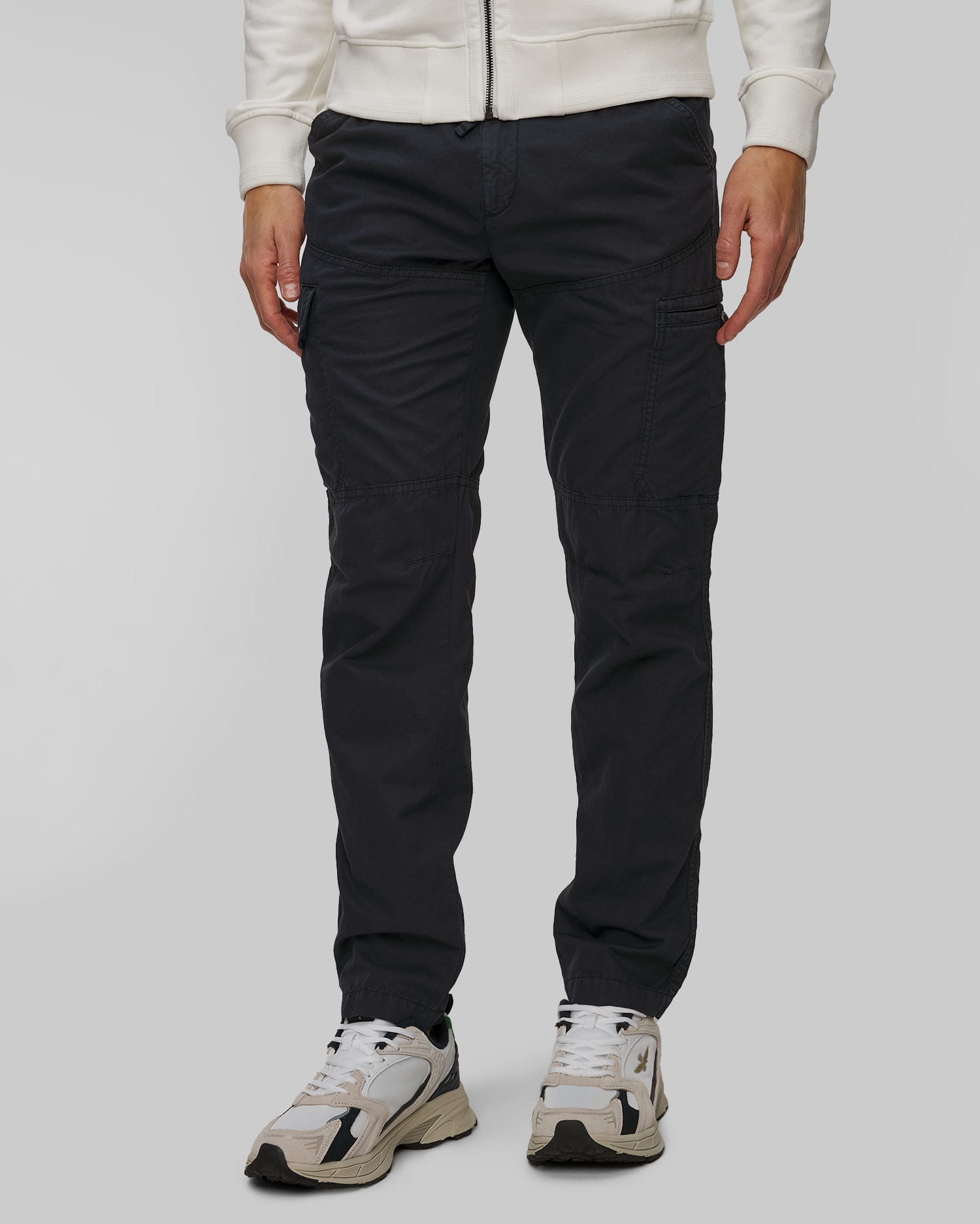 Tmavě modré lněné pánské kalhoty Aeronautica Militare