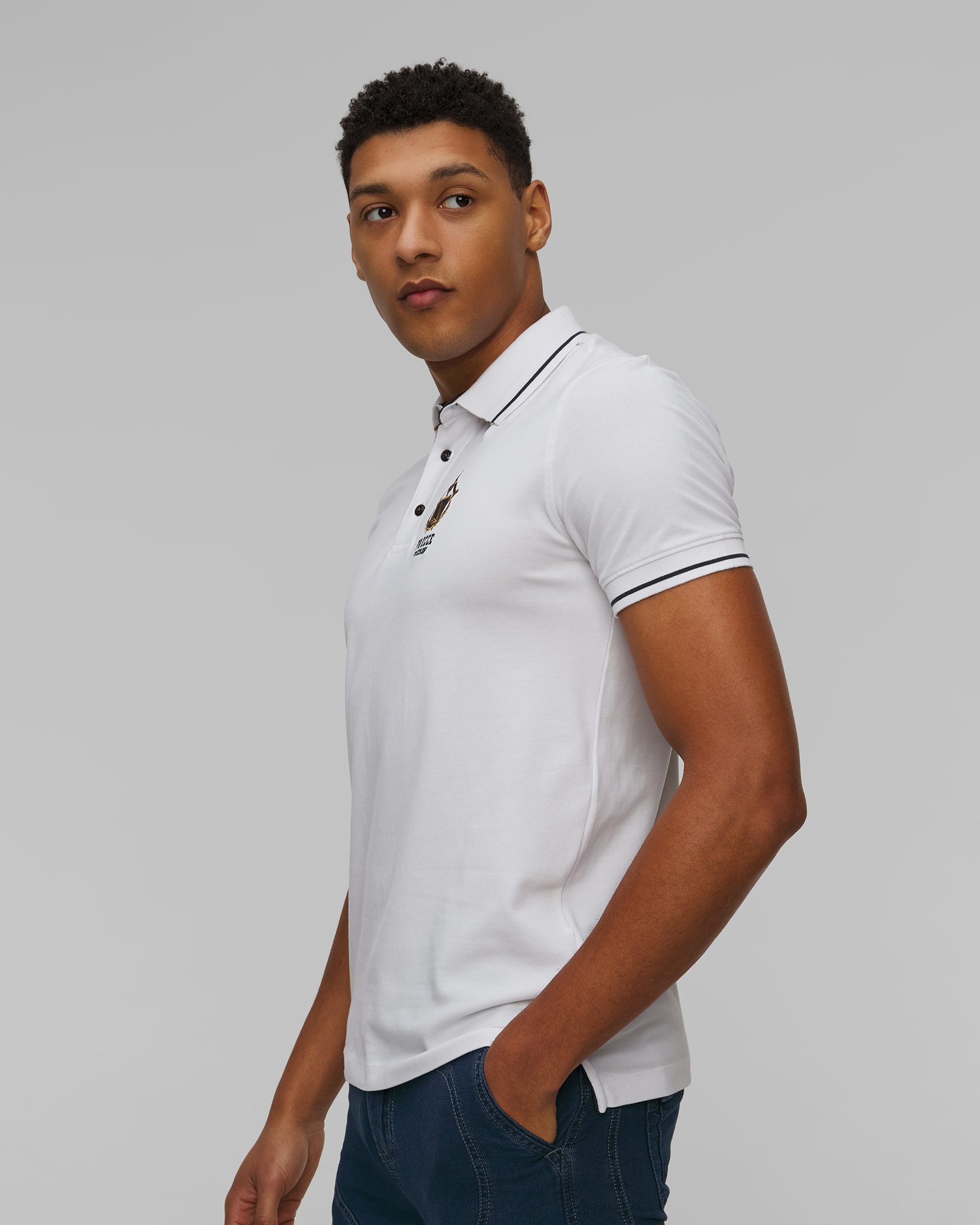 Białe polo męskie Aeronautica Militare