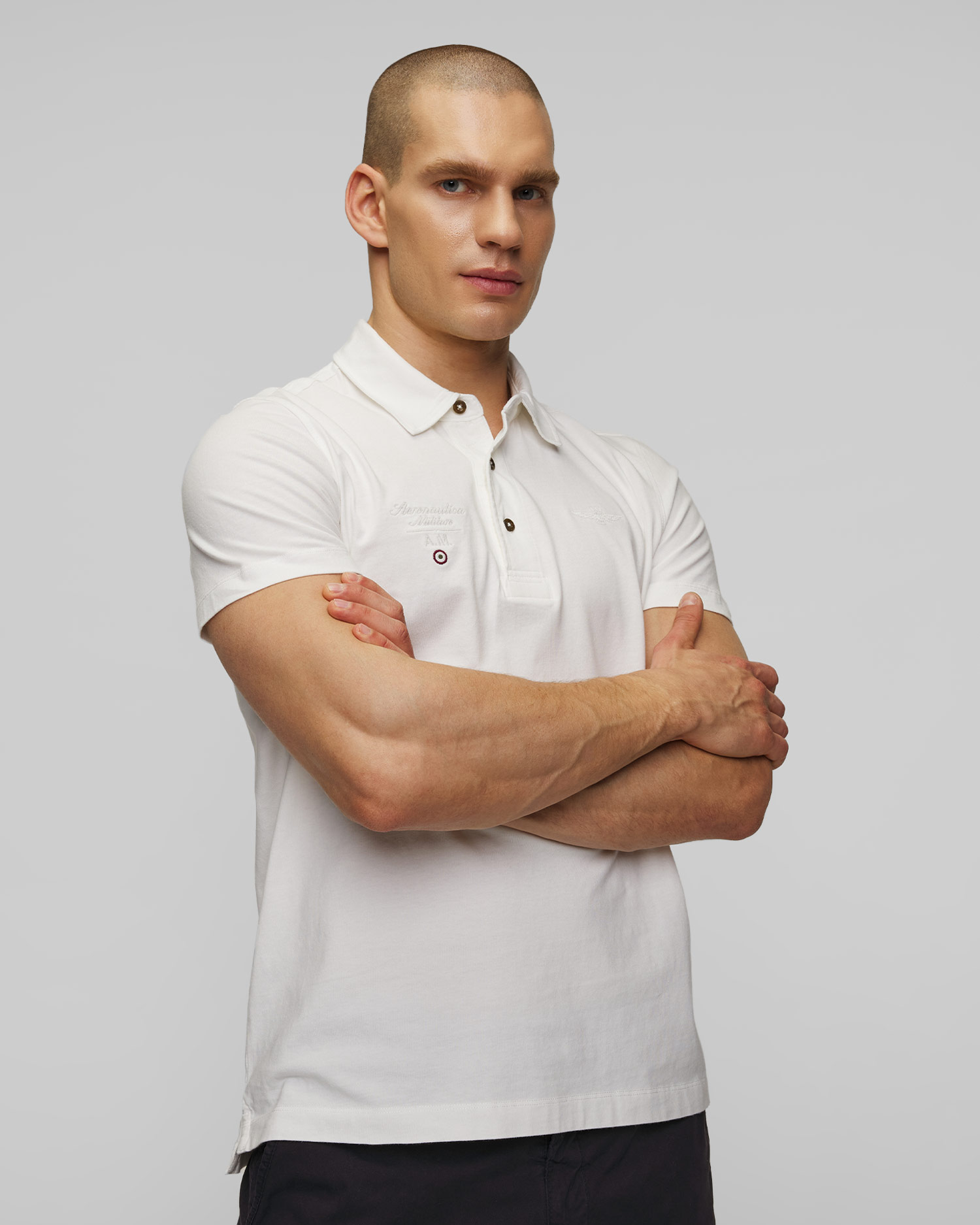 Białe polo męskie Aeronautica Militare