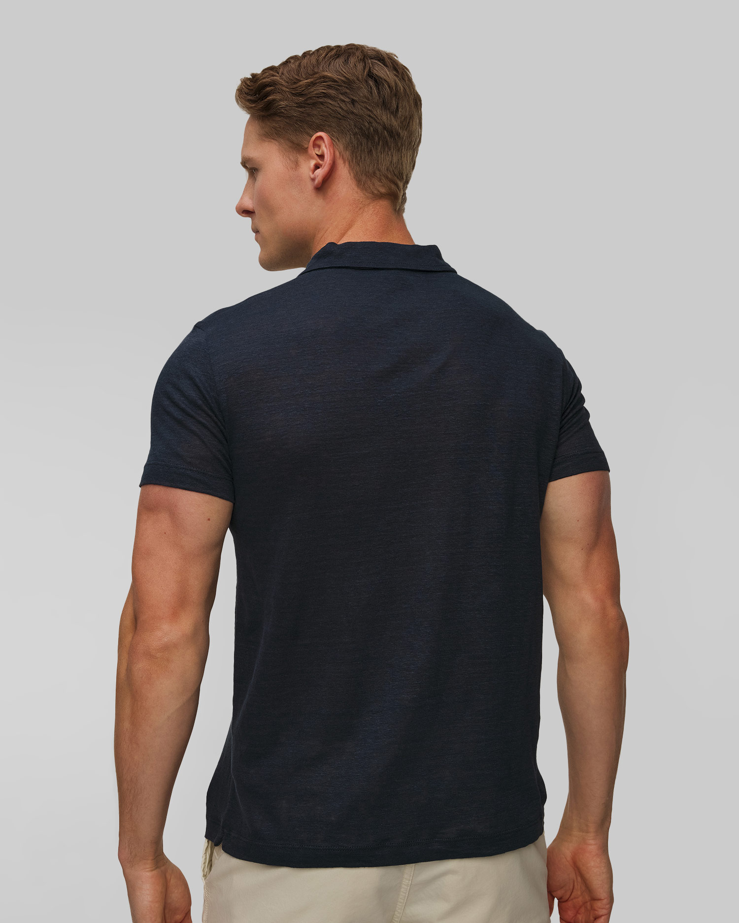 Tmavě modrá pánská lněná polokošile Aeronautica Militare