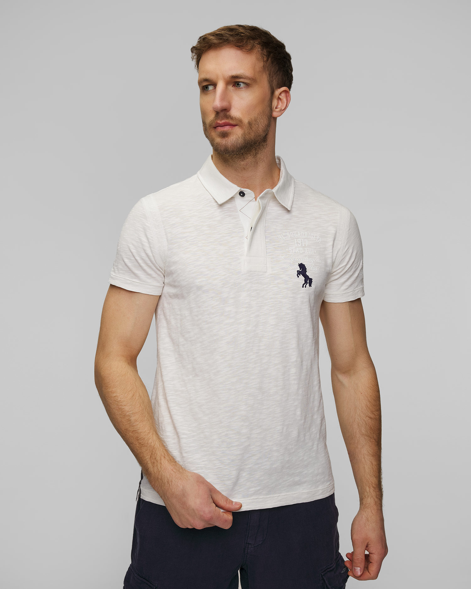 Białe polo męskie Aeronautica Militare, Barva/Vzor: Biały