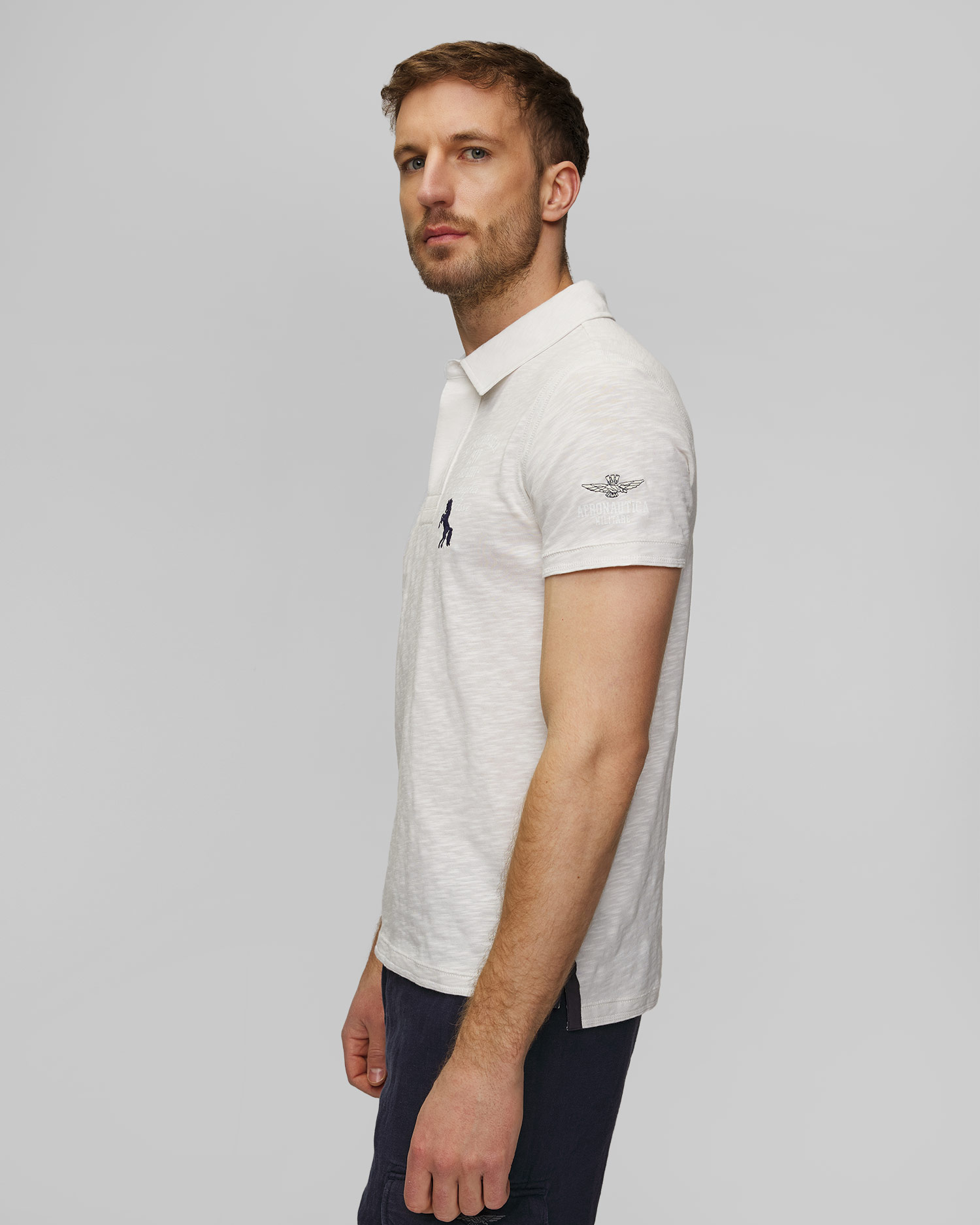 Polo blanc pour hommes Aeronautica Militare