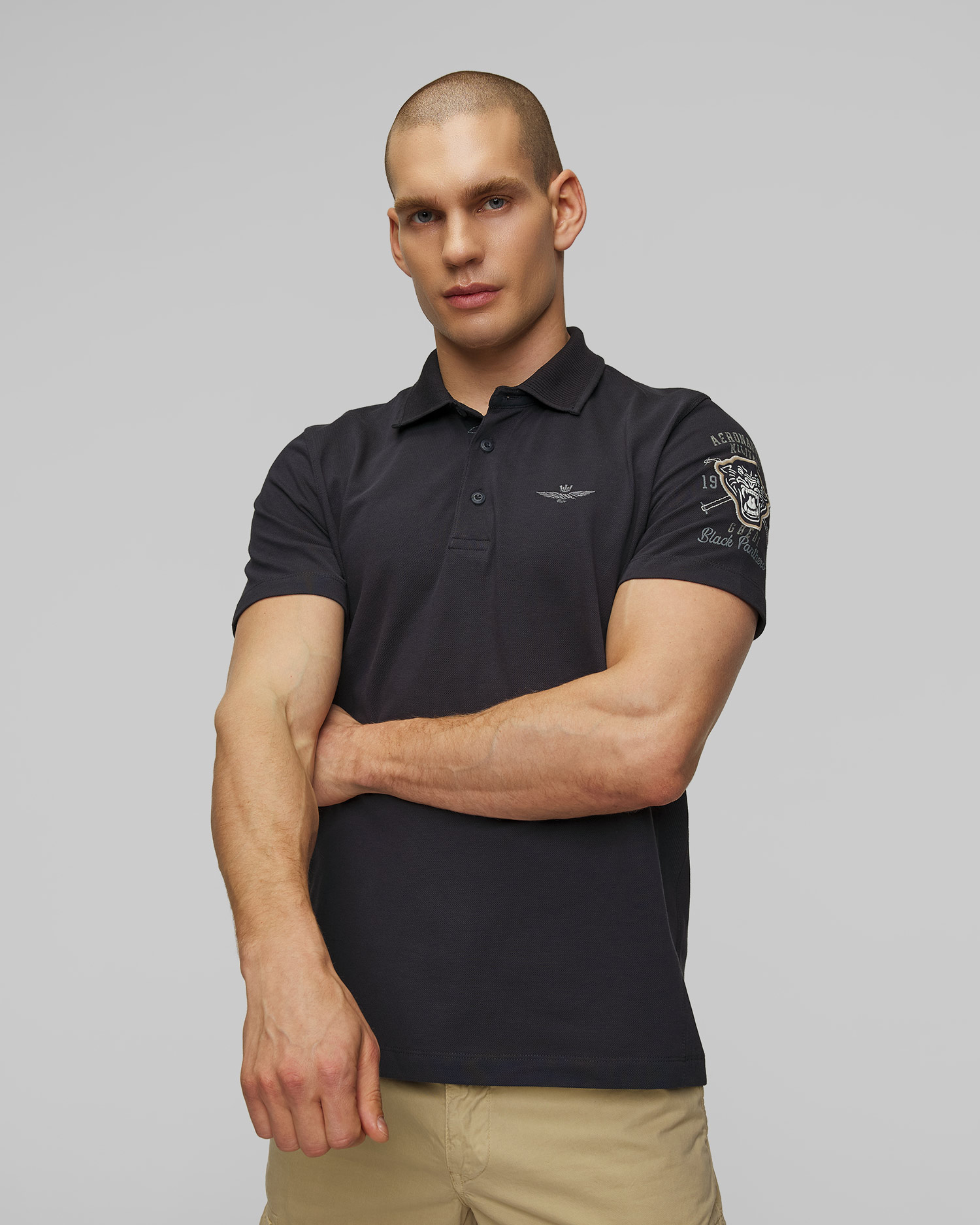 Granatowe polo męskie Aeronautica Militare