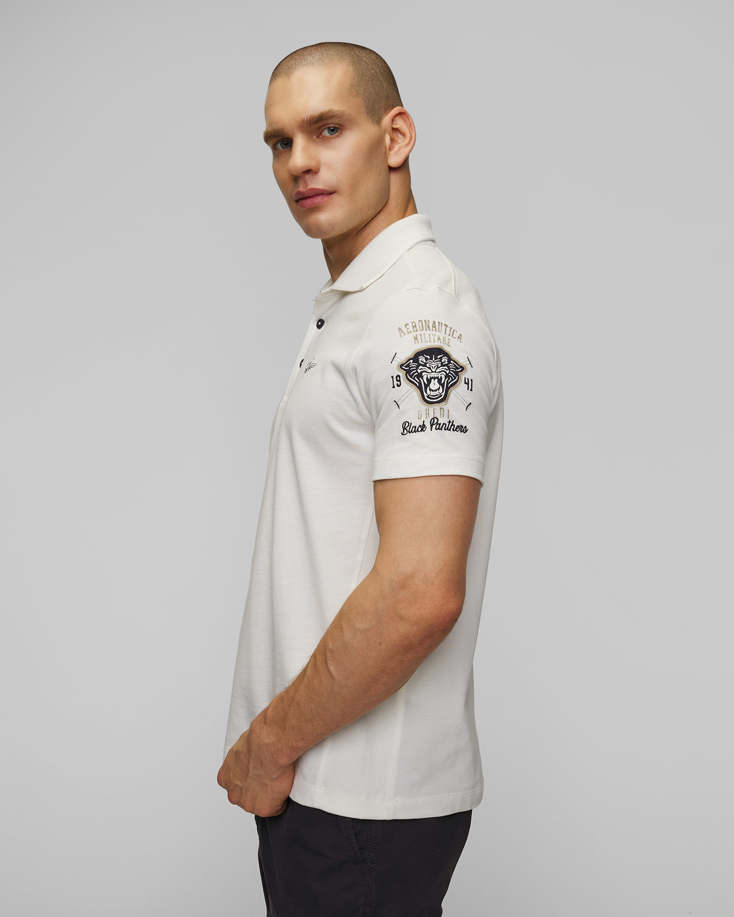 Białe polo męskie Aeronautica Militare