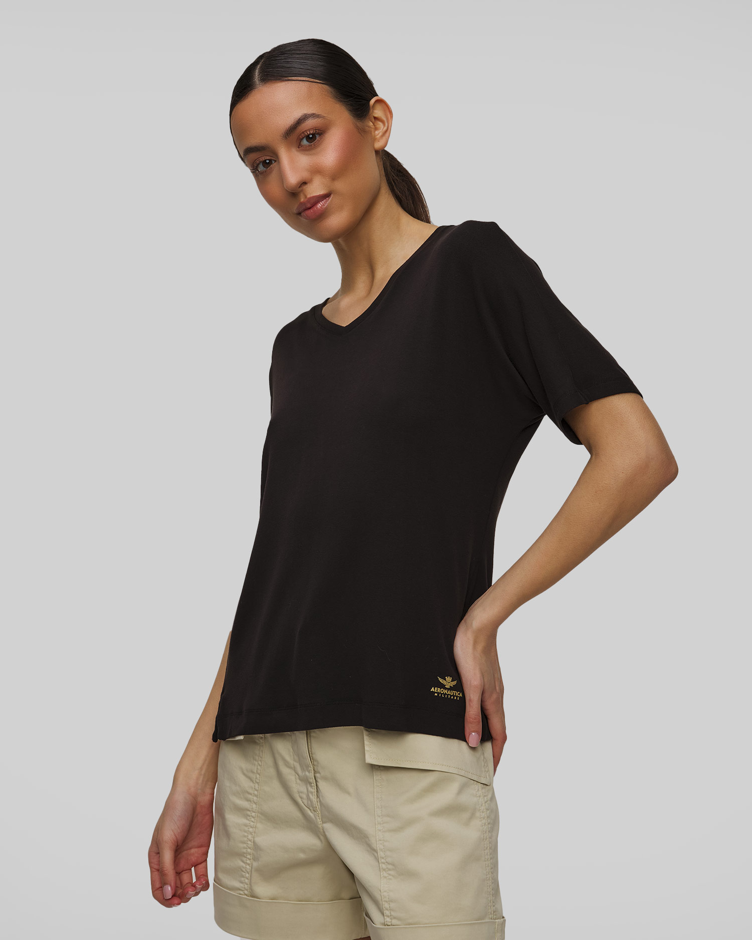 T-shirt noir pour femmes Aeronautica Militare, Couleur: Czarny