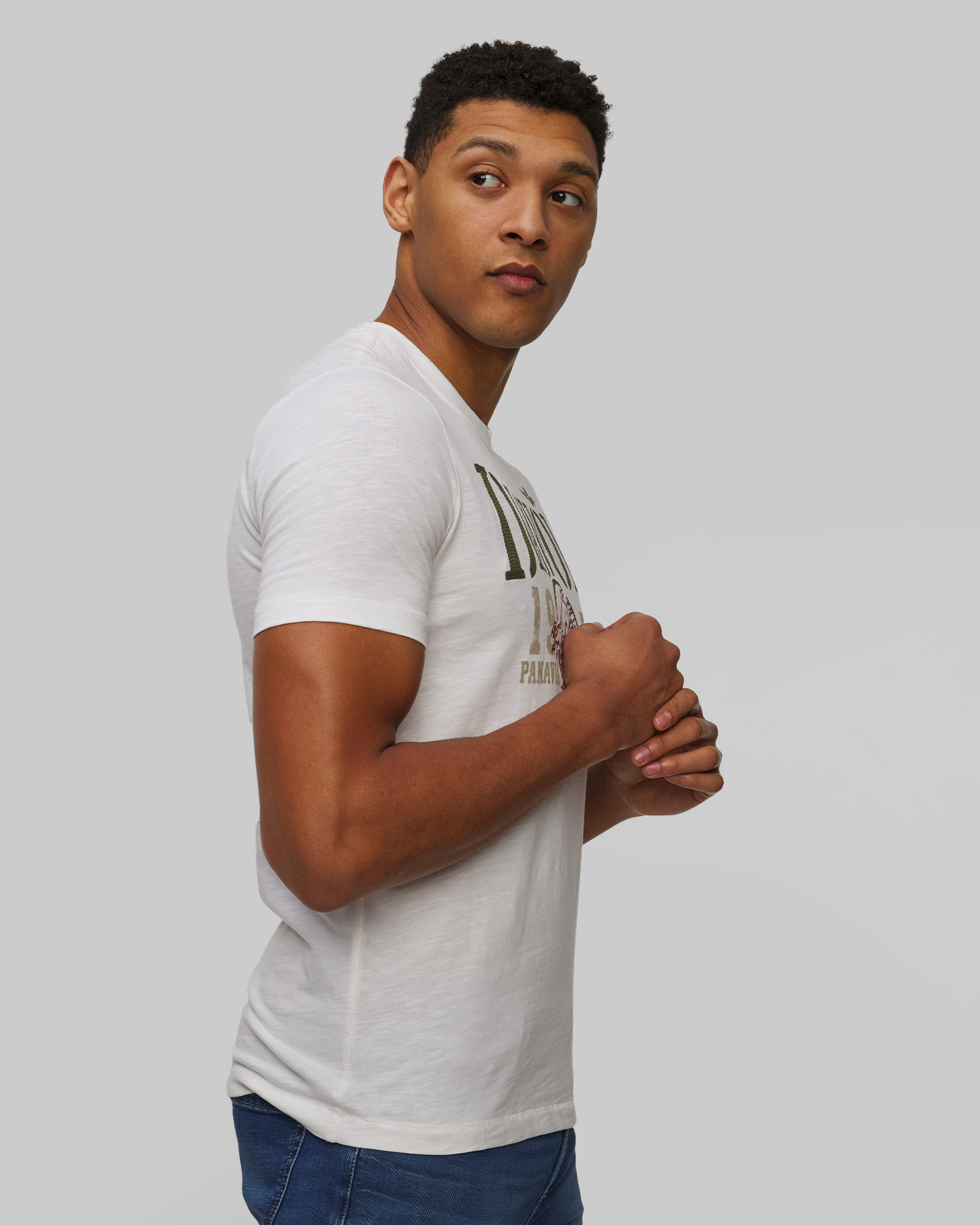 Biały T-shirt męski Aeronautica Militare