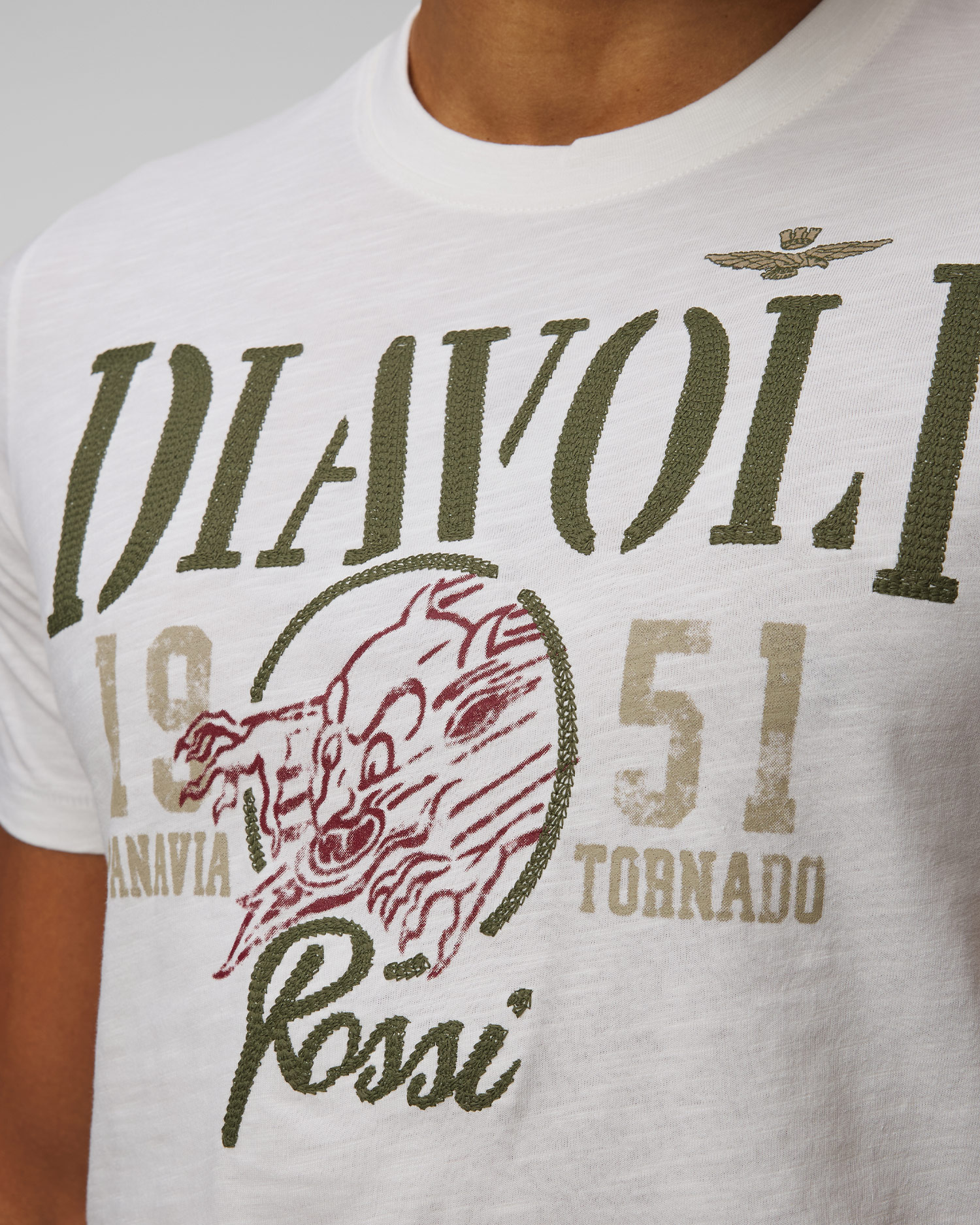 Biały T-shirt męski Aeronautica Militare