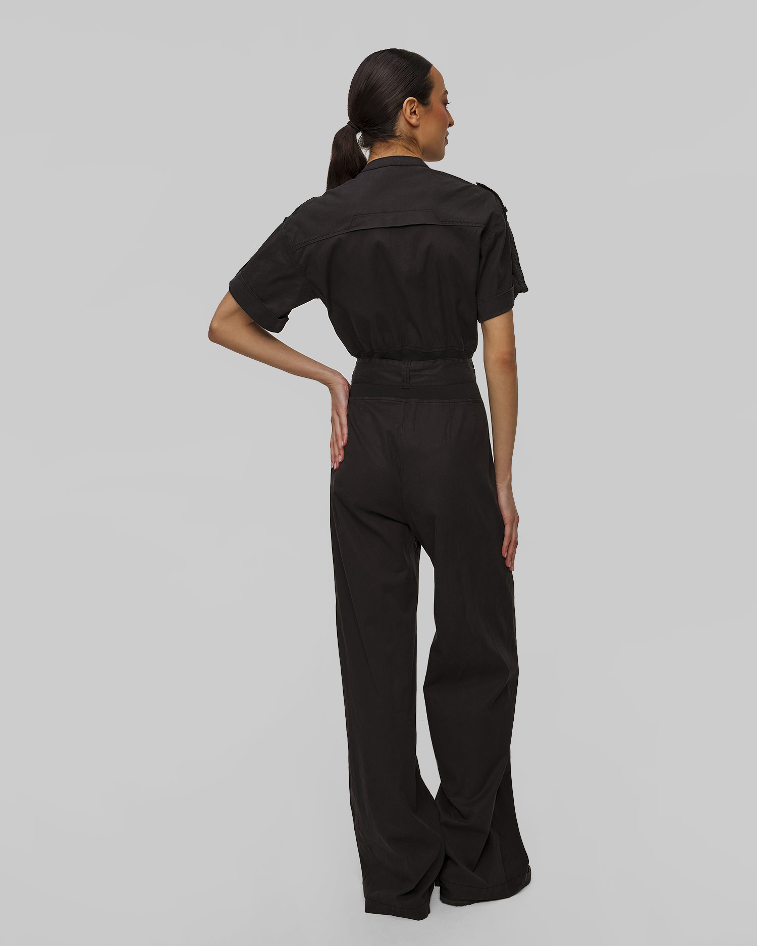 Women's black jumpsuit with belt, Aeronautica Militare
