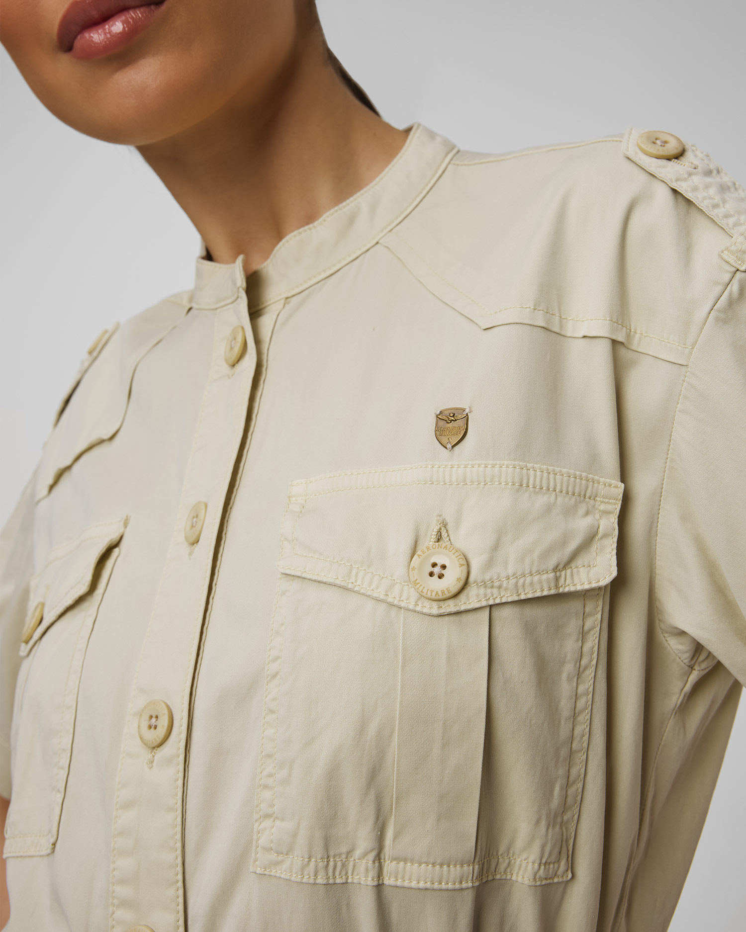 Women's beige jumpsuit with belt, Aeronautica Militare