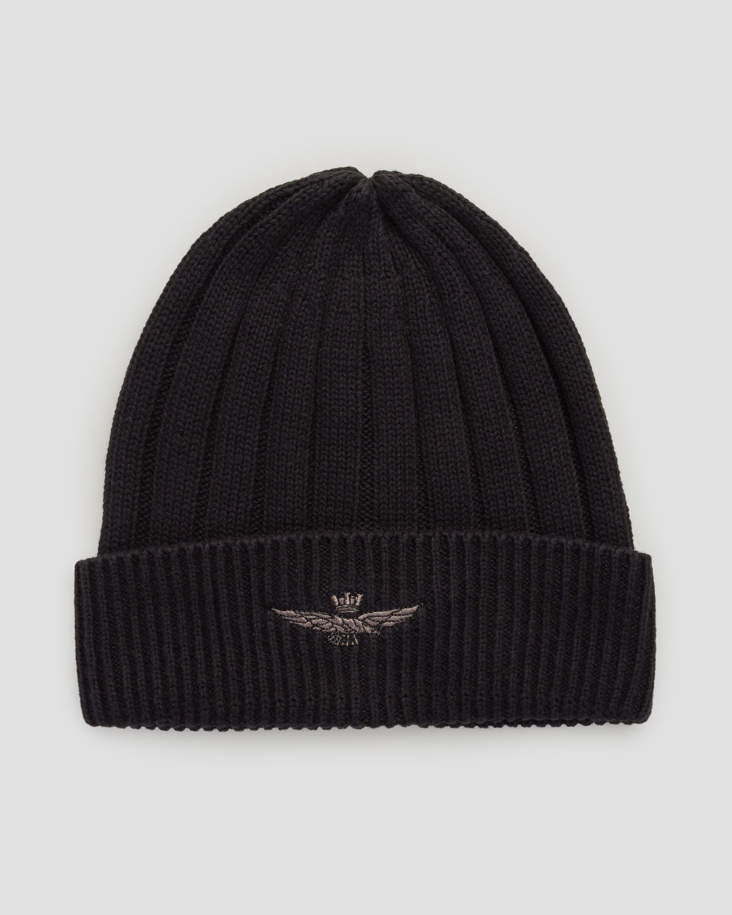 Zimní čepice s vyšívaným logem Aeronautica Militare v Černé Barvě