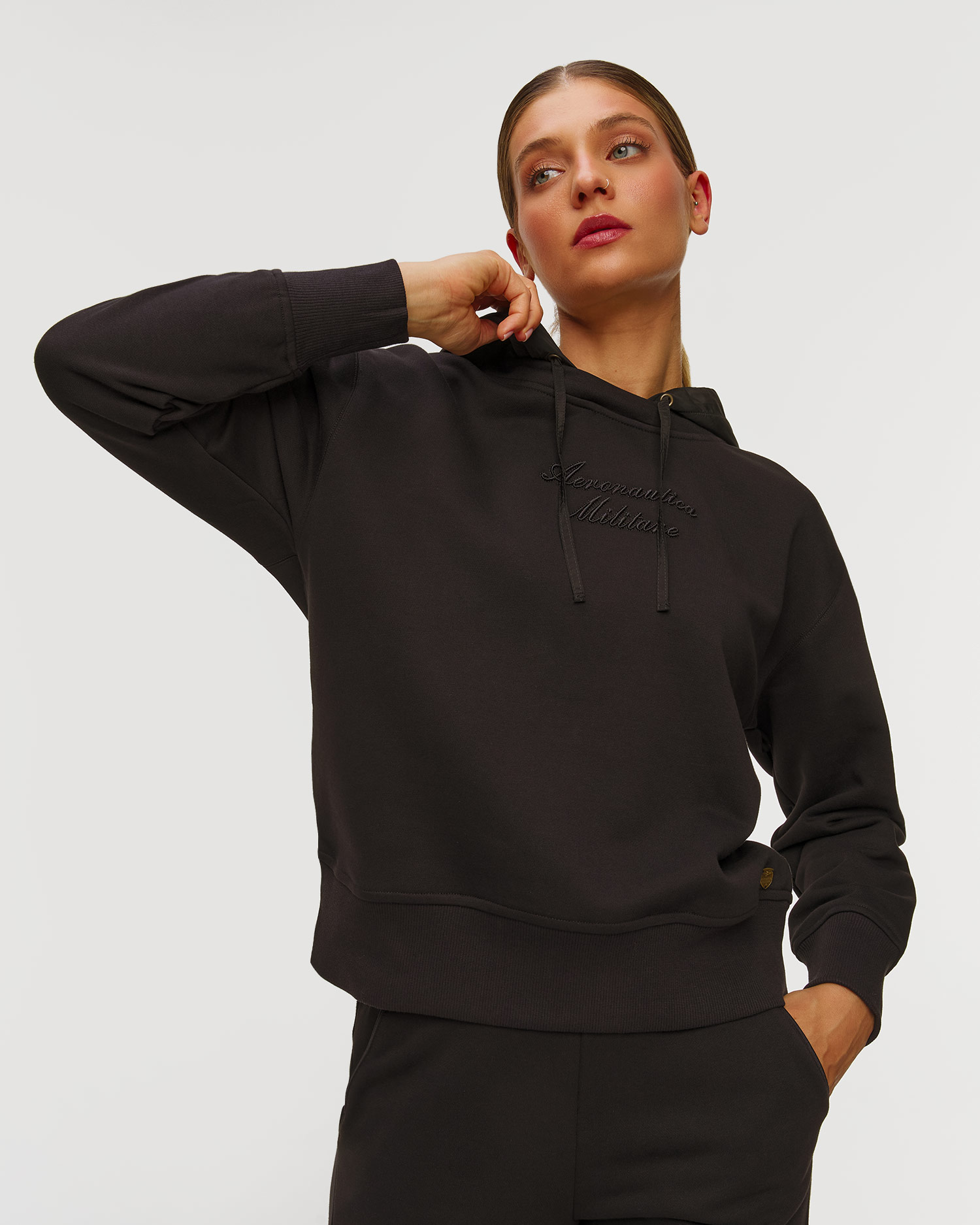 Women's black hoodie Aeronautica Militare